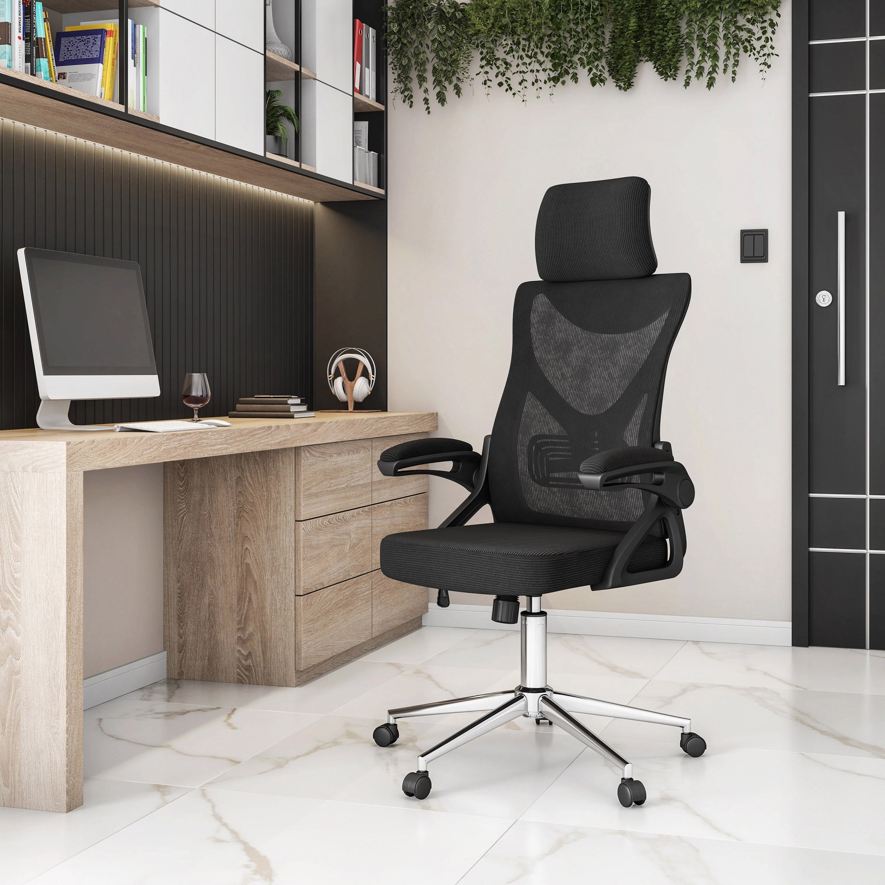 Lumbar Support Ergonomic Office Chair, 27.3 in, Black