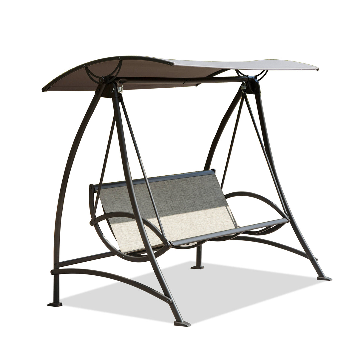 Dark Brown Metal Porch Swing with Canopy, 73 in Wide