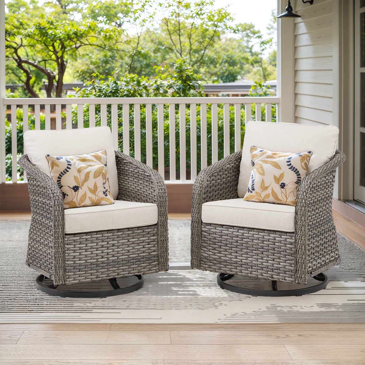 Wicker Outdoor Glider Chair with Cushions, Set of 2