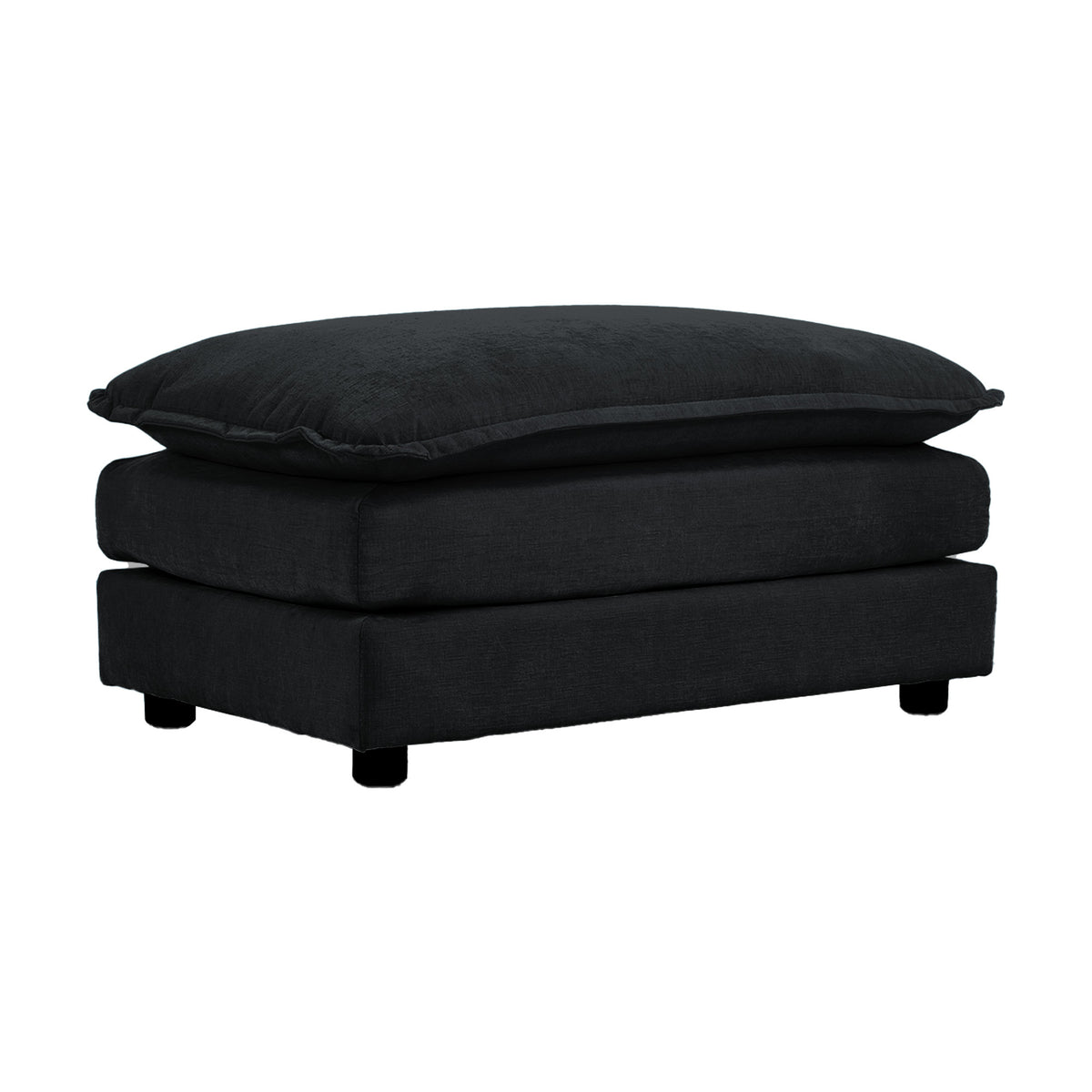 Black Chenille Ottoman, 35 in