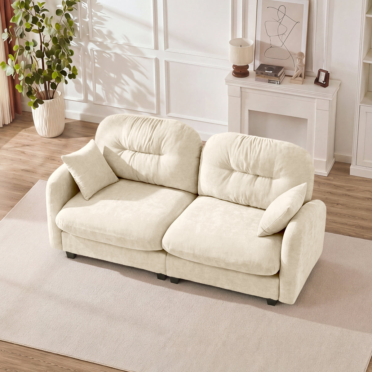 Beige Chenille Sectional Couch