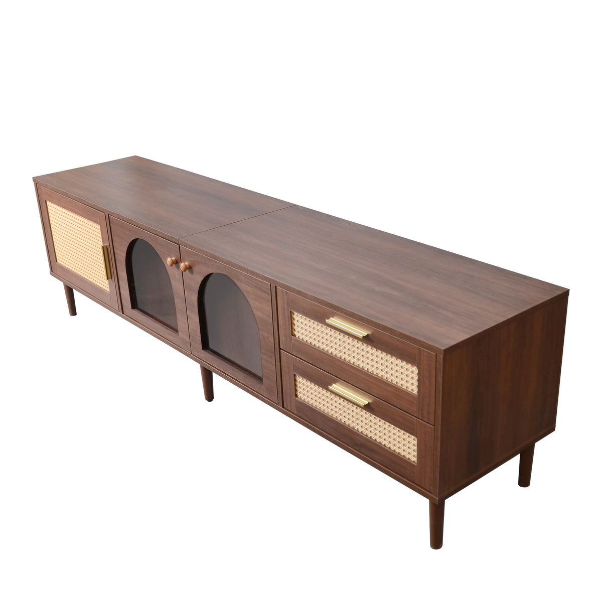 Dark Brown TV Stand for TVs up to 75 in, 70.8 in Wide, Woven