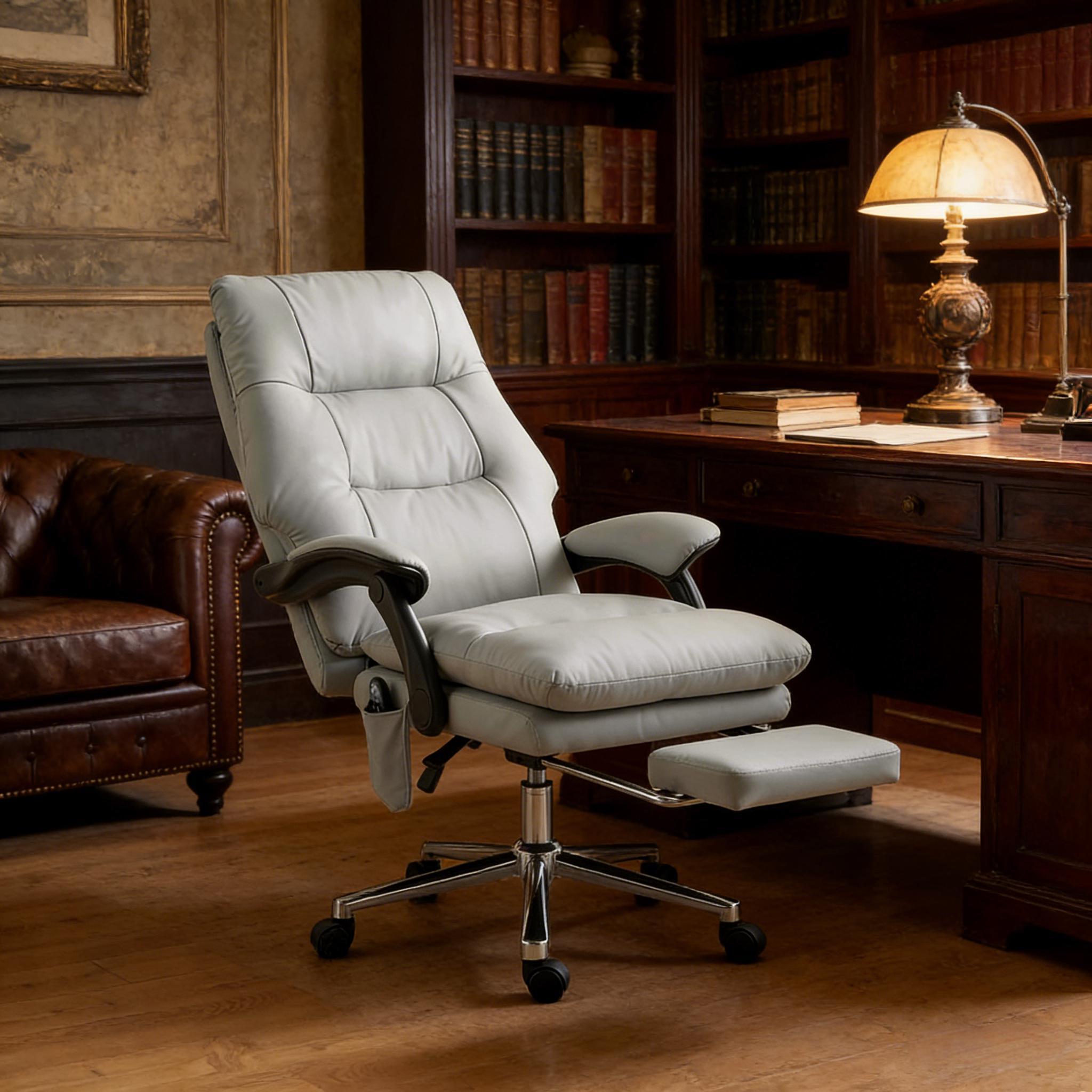 Massage Reclining Modern Office Chair, 264 lb Capacity, Grey