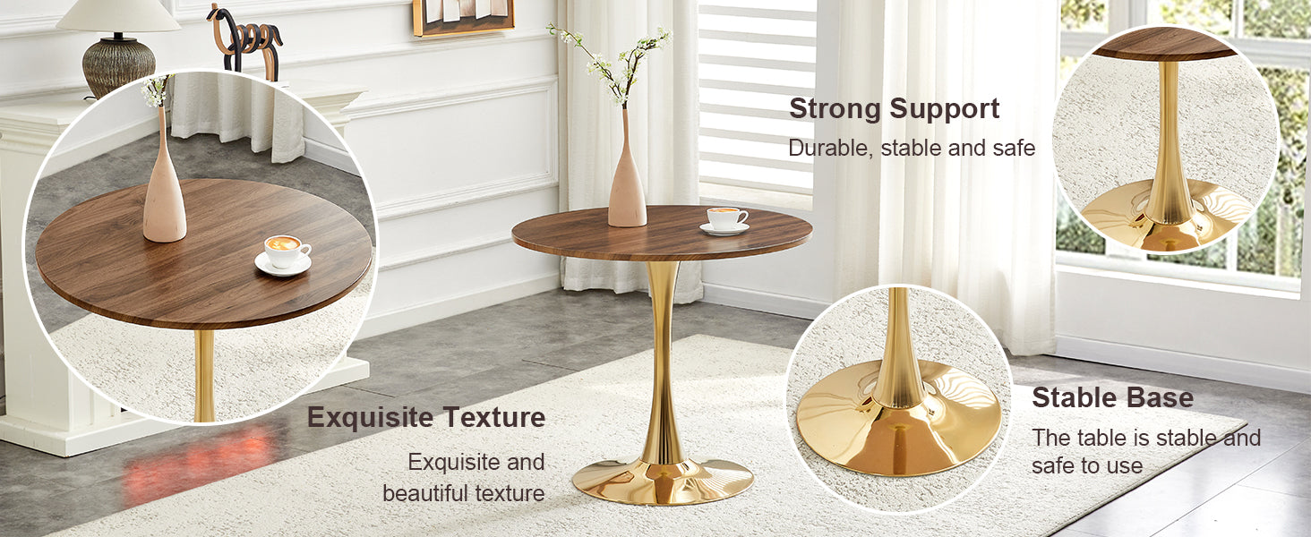 Feature graphic with texture, strong support and stable base details beside the walnut table