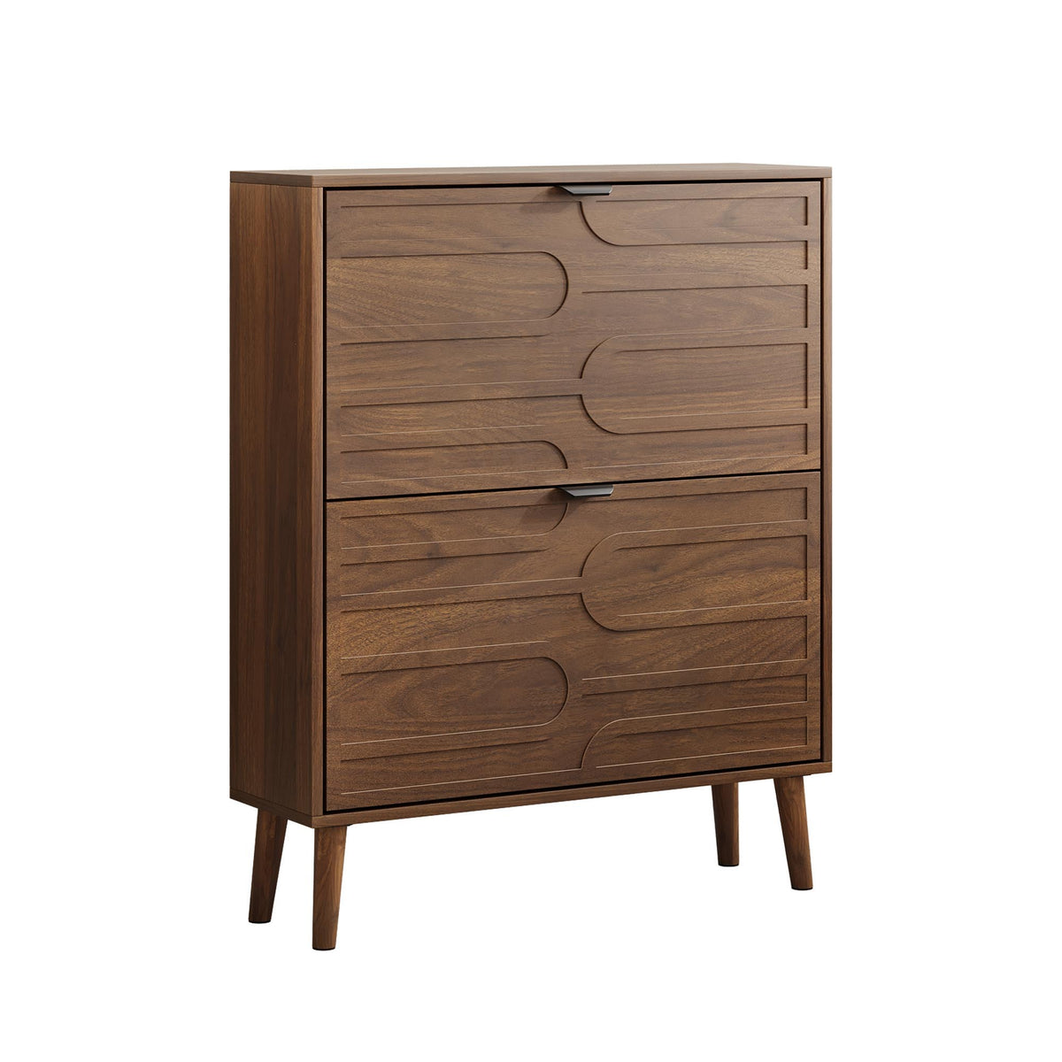 Walnut Shoe Cabinet, 31.5 in Wide, 38.6 in Tall