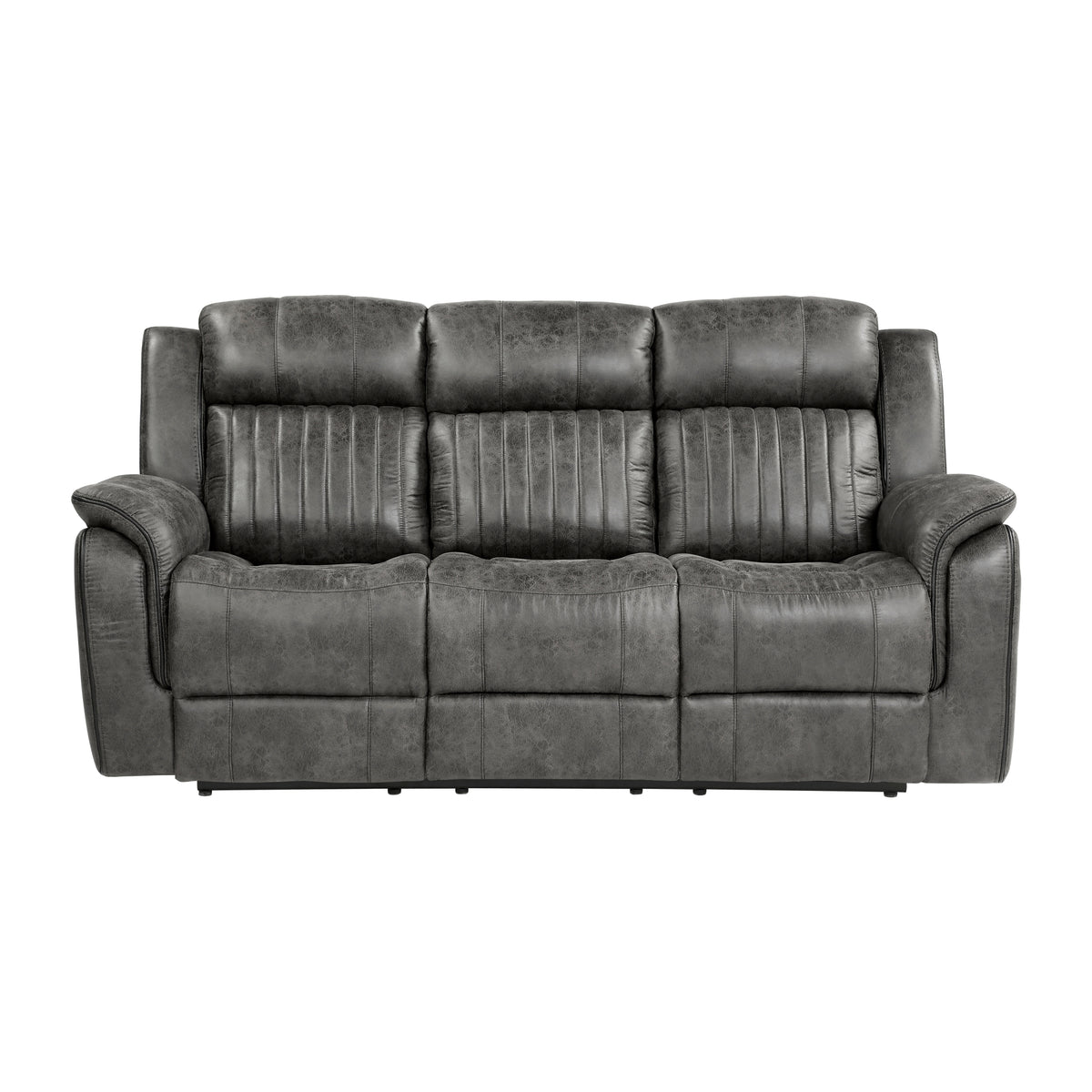 Gray Microfiber Reclining Sofa, 83.5 in Wide