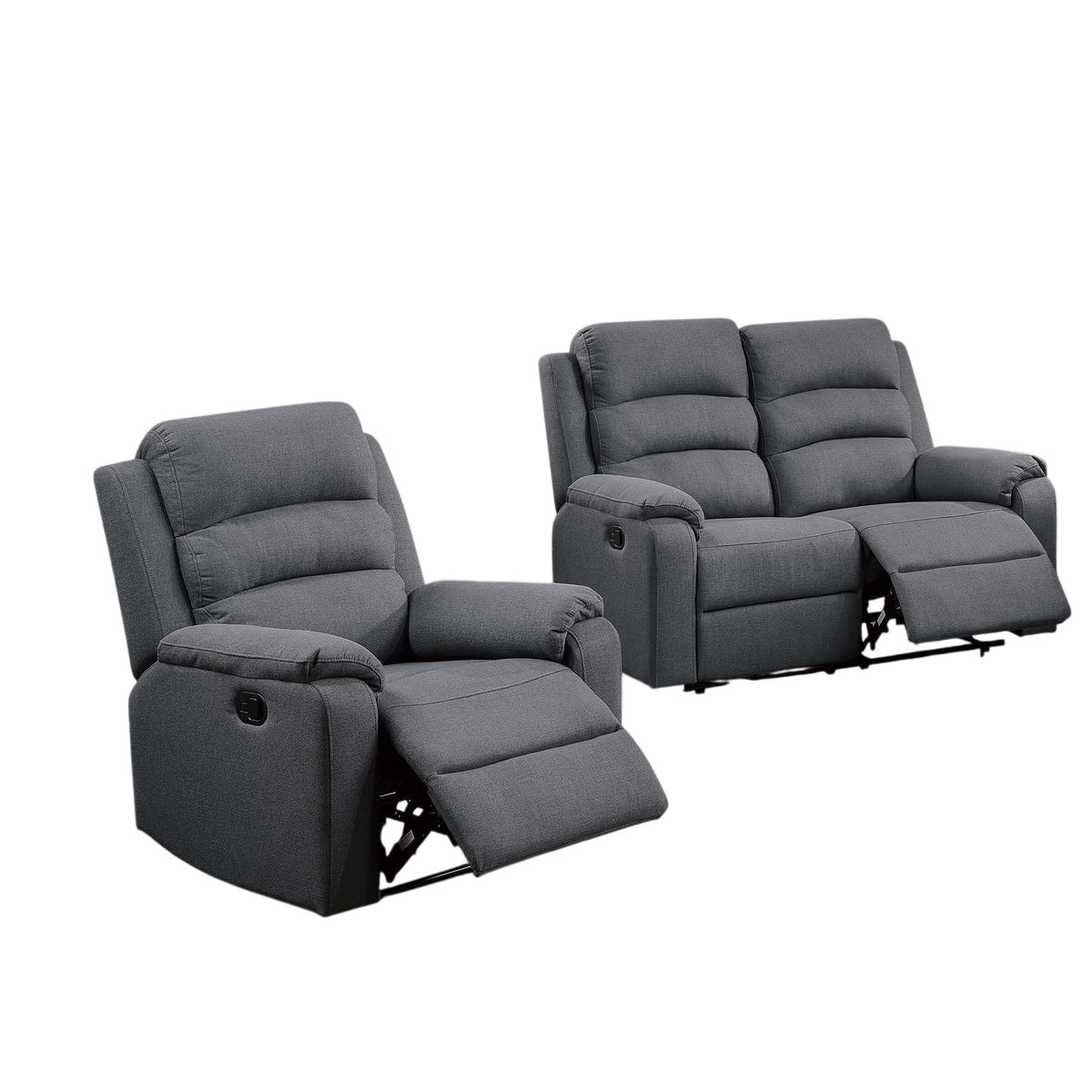 Dark Gray Reclining Loveseat and Recliner Set