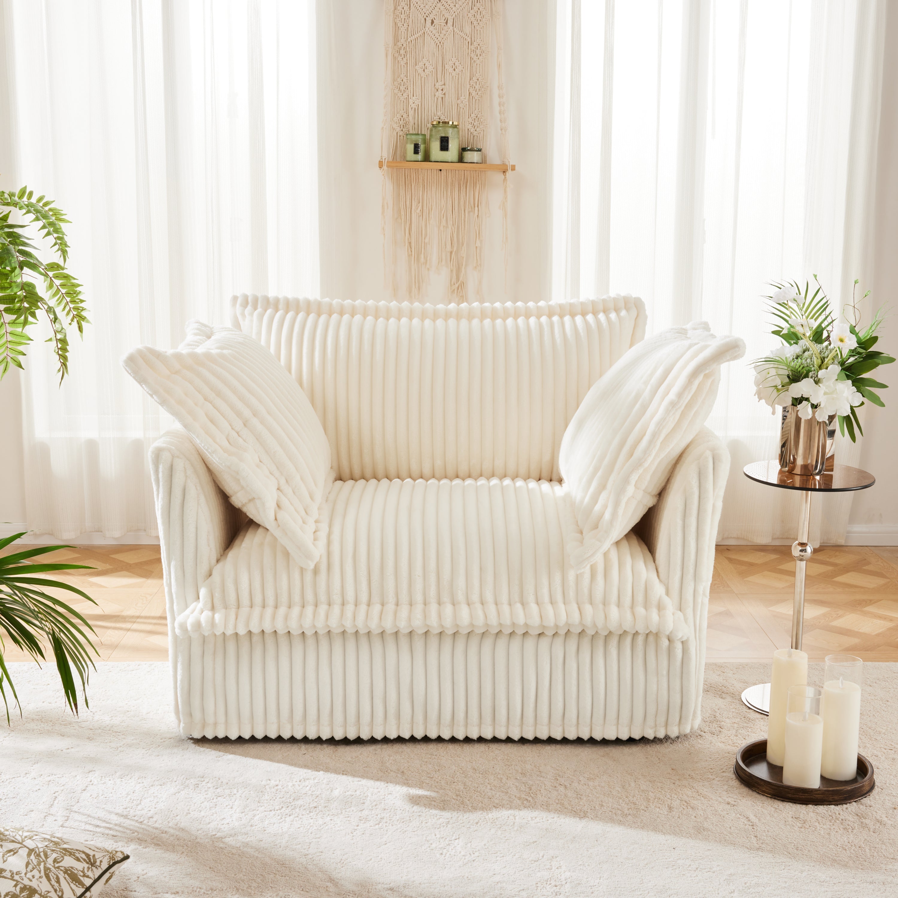 Fluffy Lounge Chair in Corduroy Cream #Fabric_Corduroy Cream