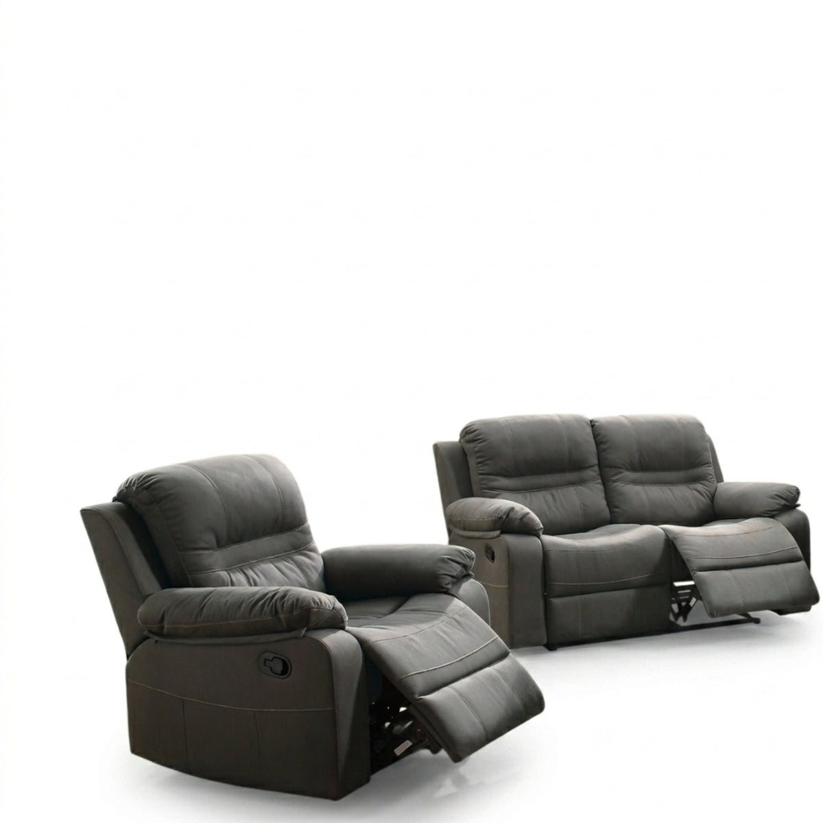 Blue Vegan Leather Reclining Loveseat and Recliner Set