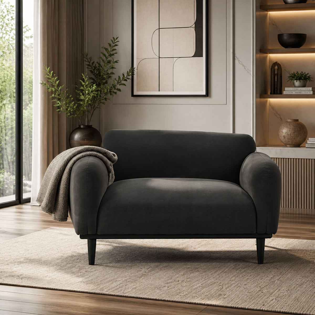 Dark Gray Loveseat, 50 in Wide