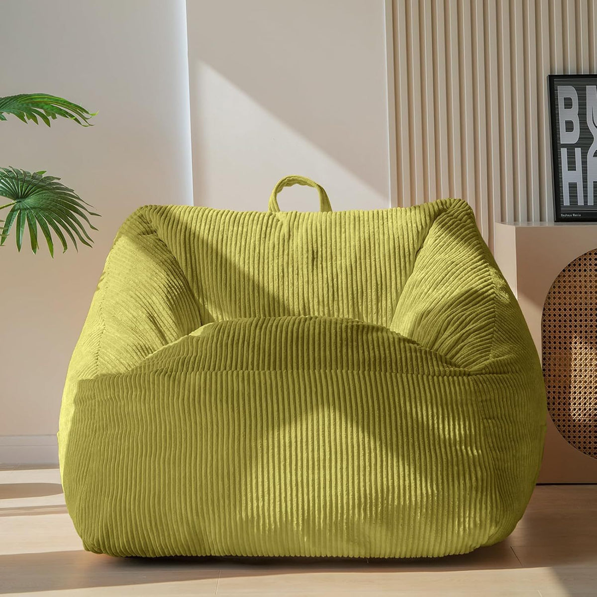 Green Bean Bag Chair, 35 in Wide