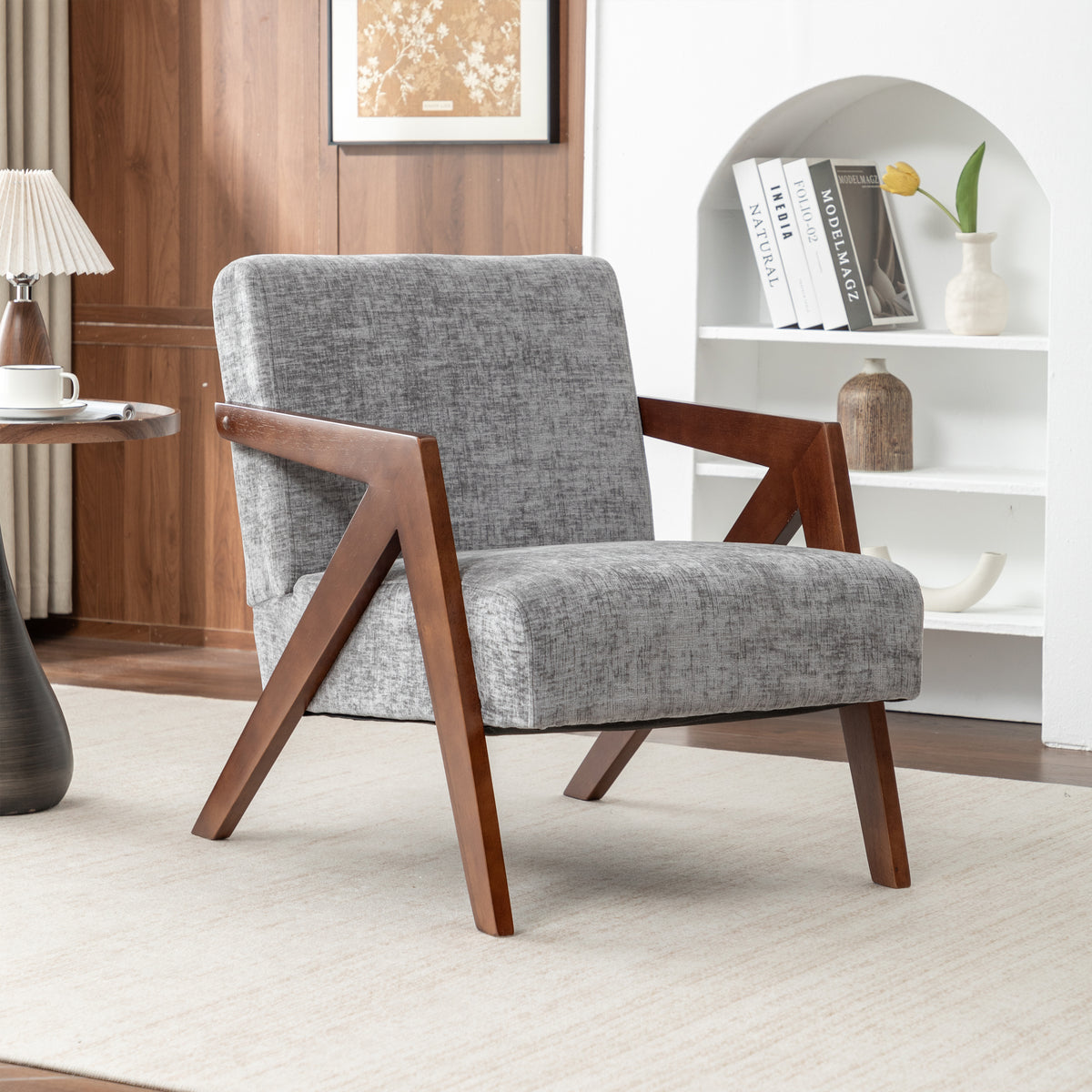 Light Gray Accent Chair, 23.6 in Wide