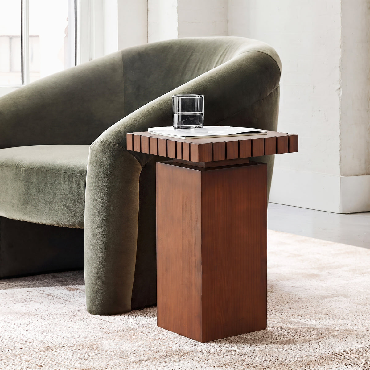 Walnut Square Side Table, 14 in