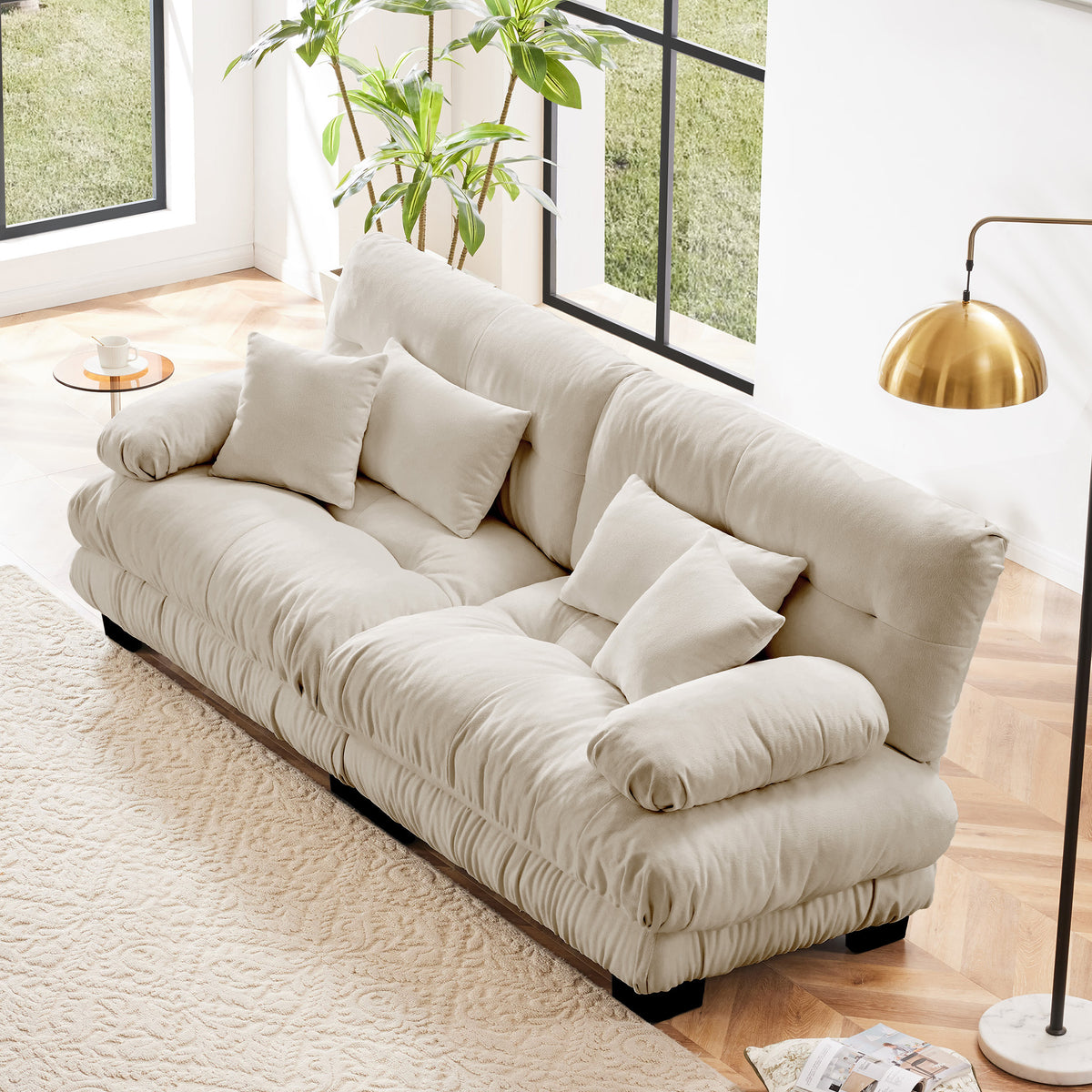 Brown Chenille 2-Seat Couch