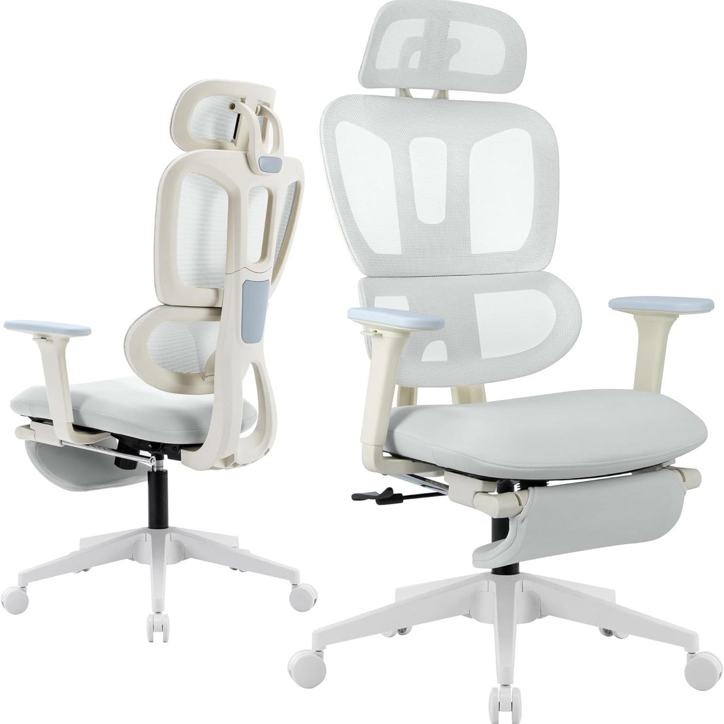 Lumbar Support Reclining Office Chair, 30.3 in, Grey