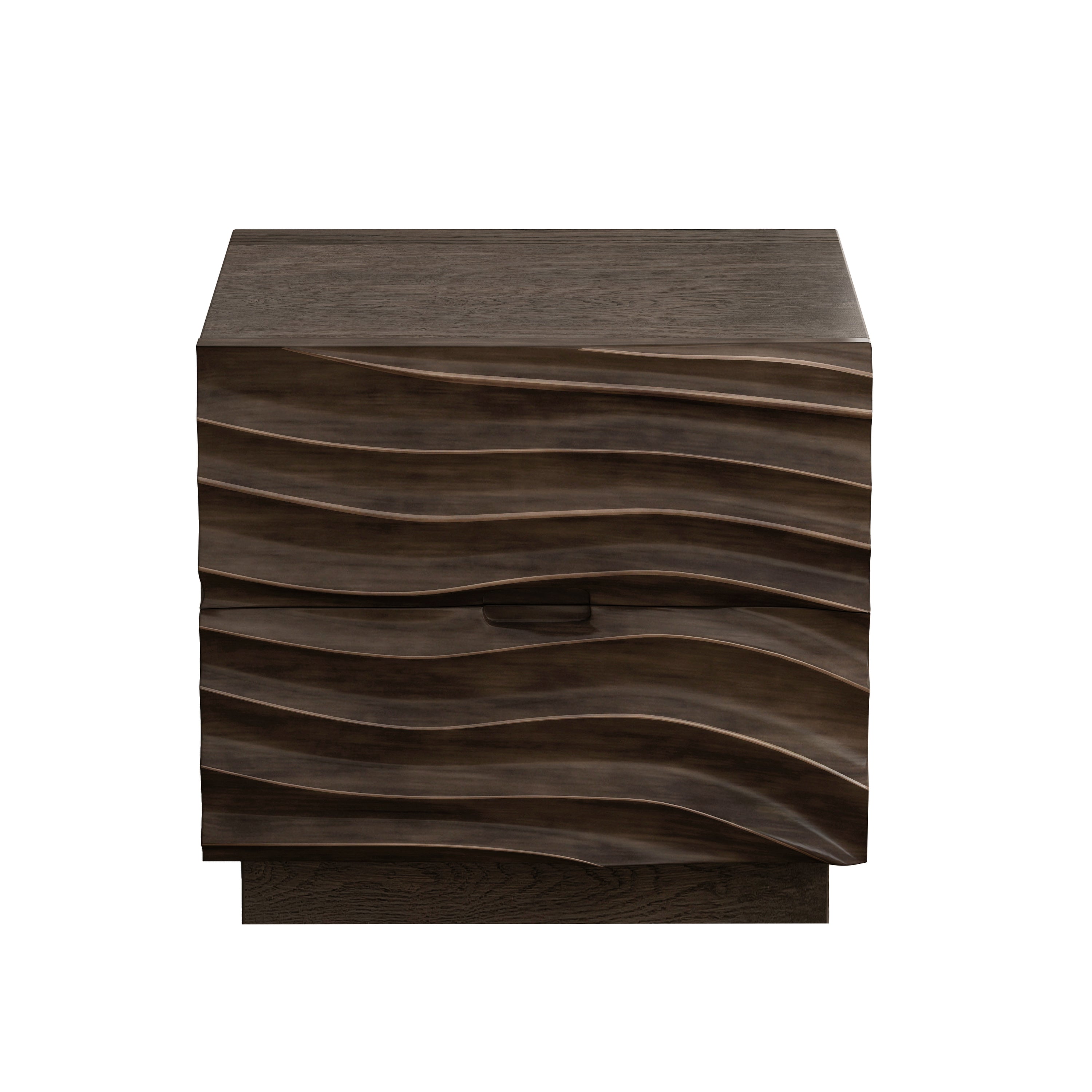 Brown Nightstand Set of 2 with Handle-Free Drawers
