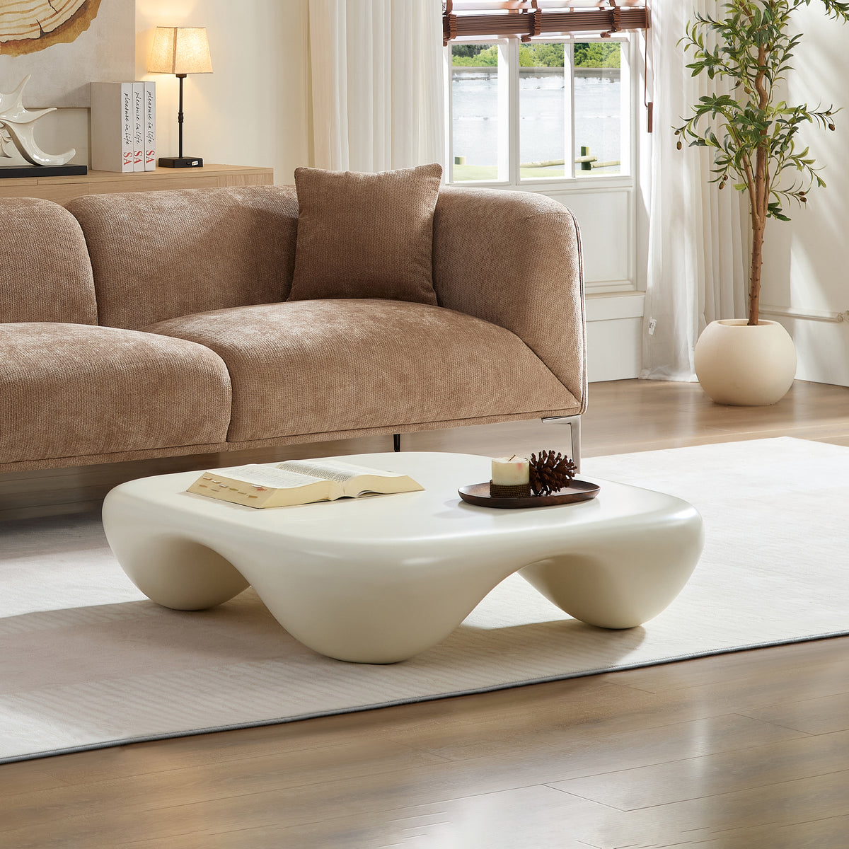 White Square Coffee Table, 39.4 in