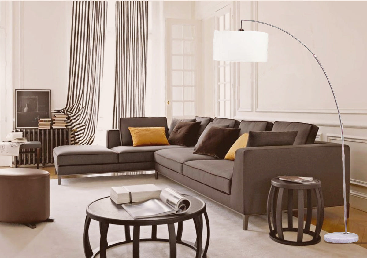 Floor Lamp, Adjustable Arch, Brushed Nickel