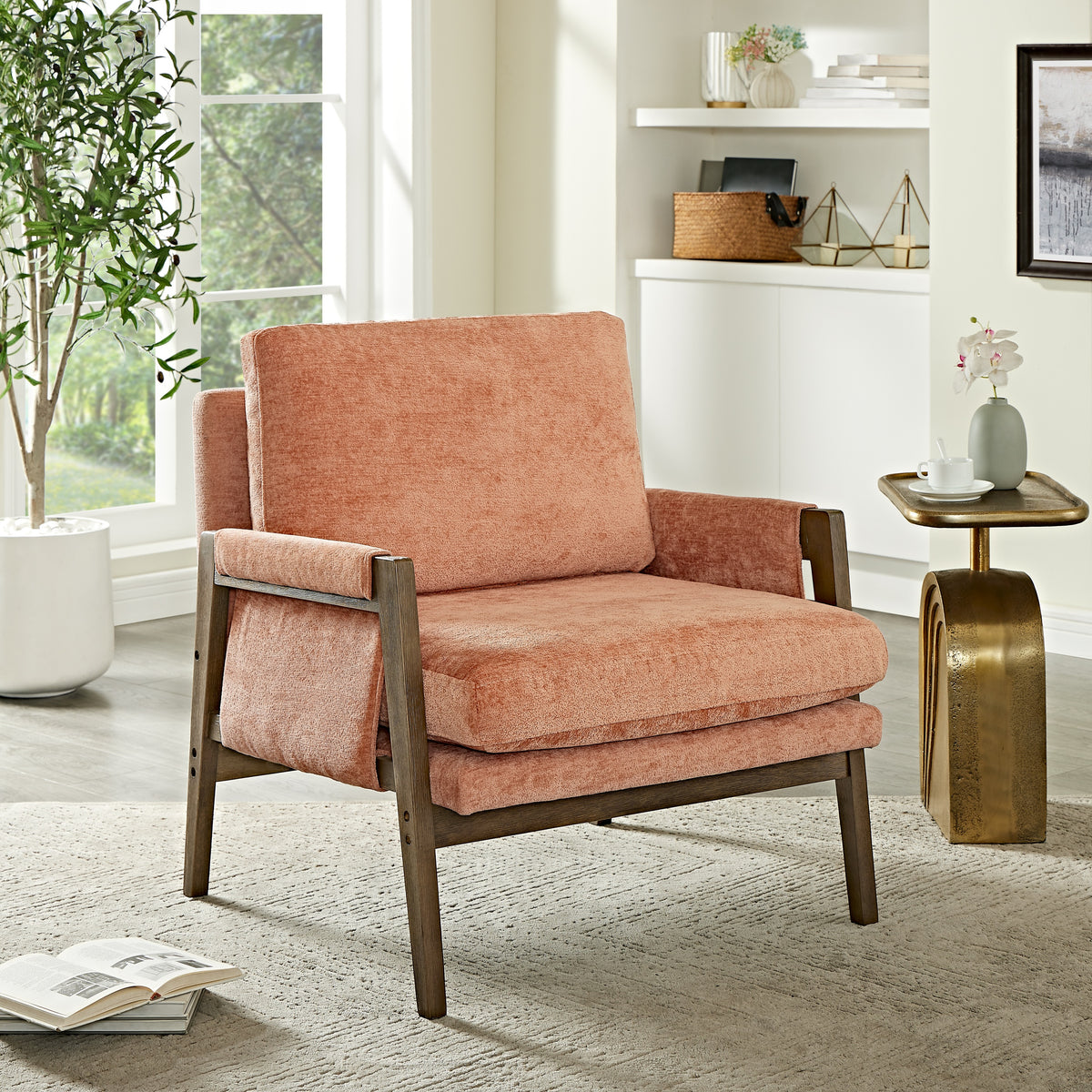 Orange Velvet Accent Chair