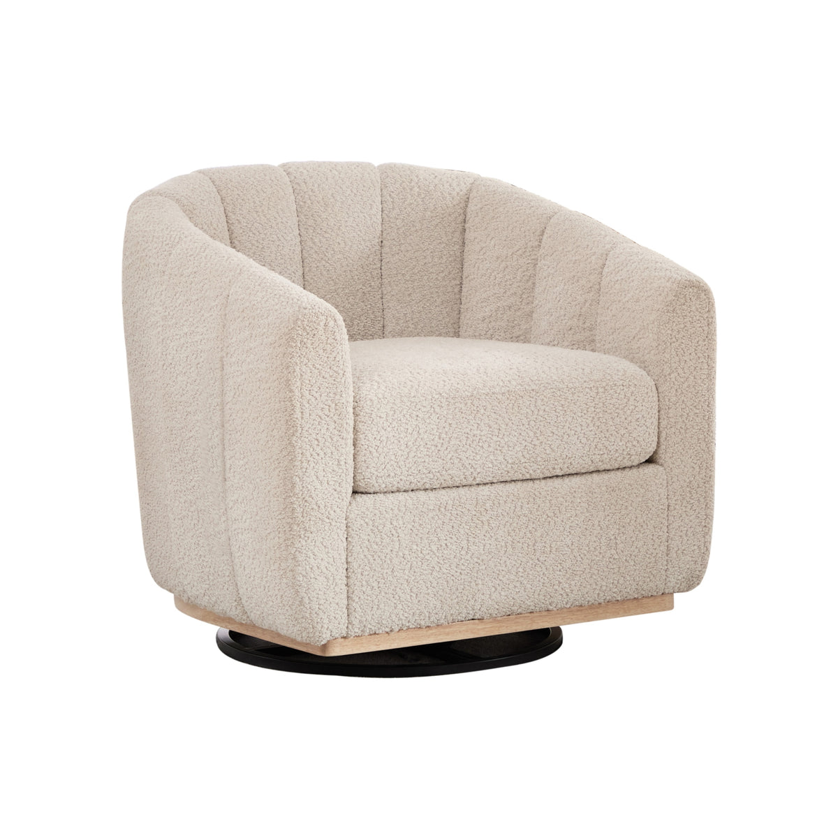 Chenille Swivel Barrel Chair