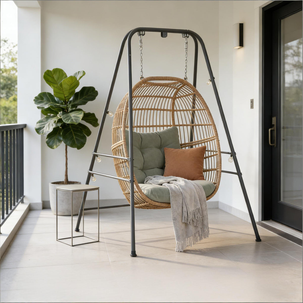 Gray Metal Hammock Chair Stand, 72 in Tall