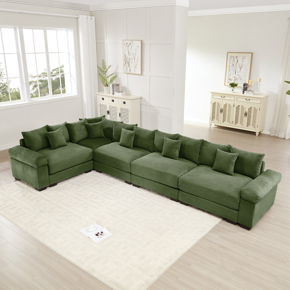 Green Corduroy Modular Sectional