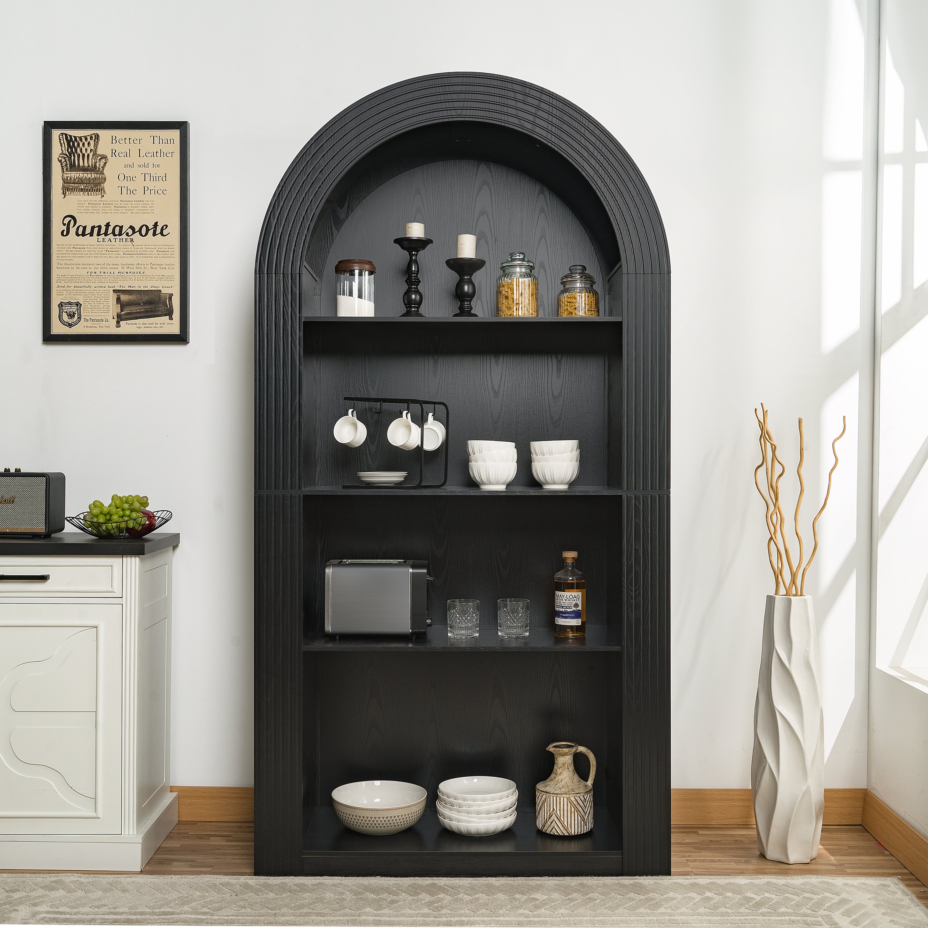 Mid Century Modern Bookcase, 40.9 in, Black