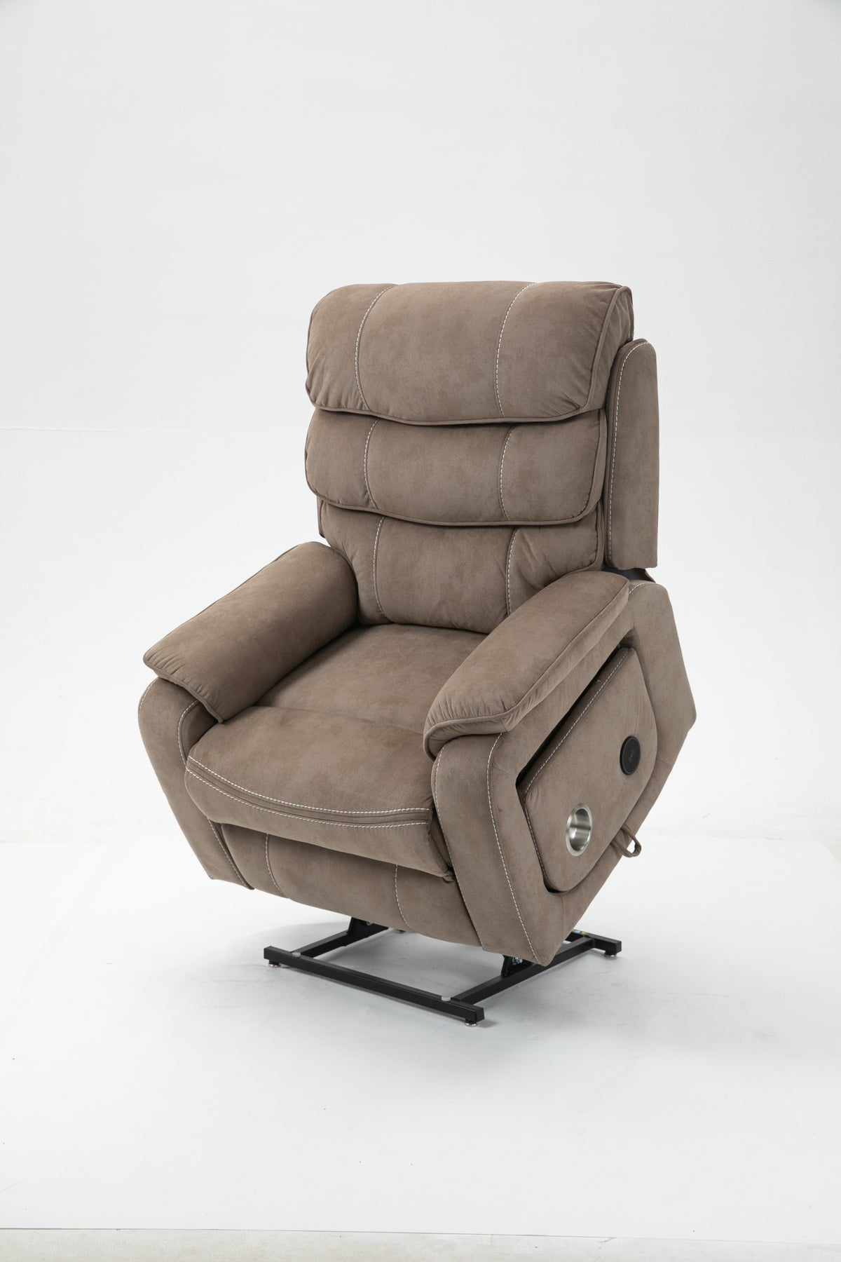 Beige Velvet Power Lift Recliner