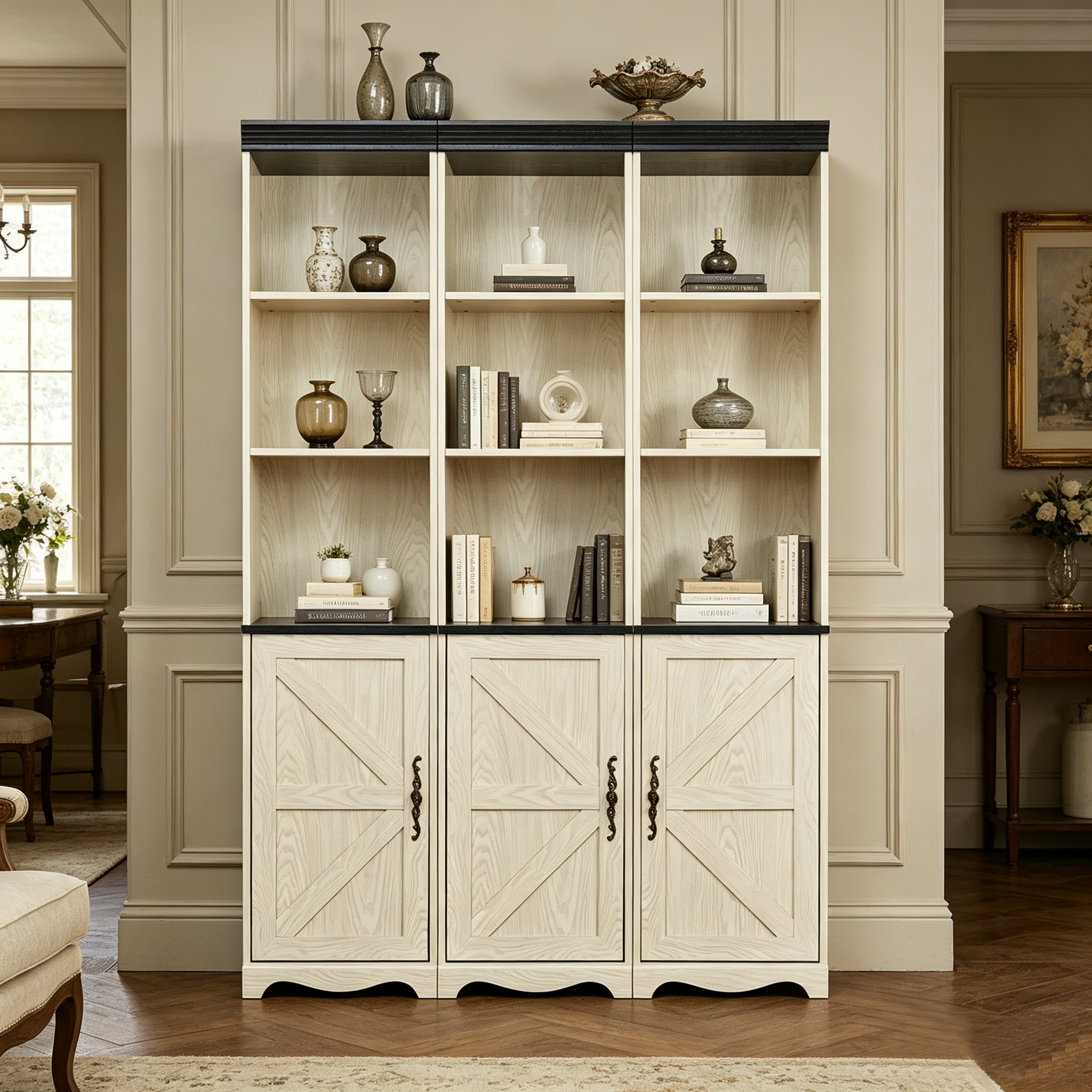 Farmhouse Storage Cabinet, 47.3 in, White