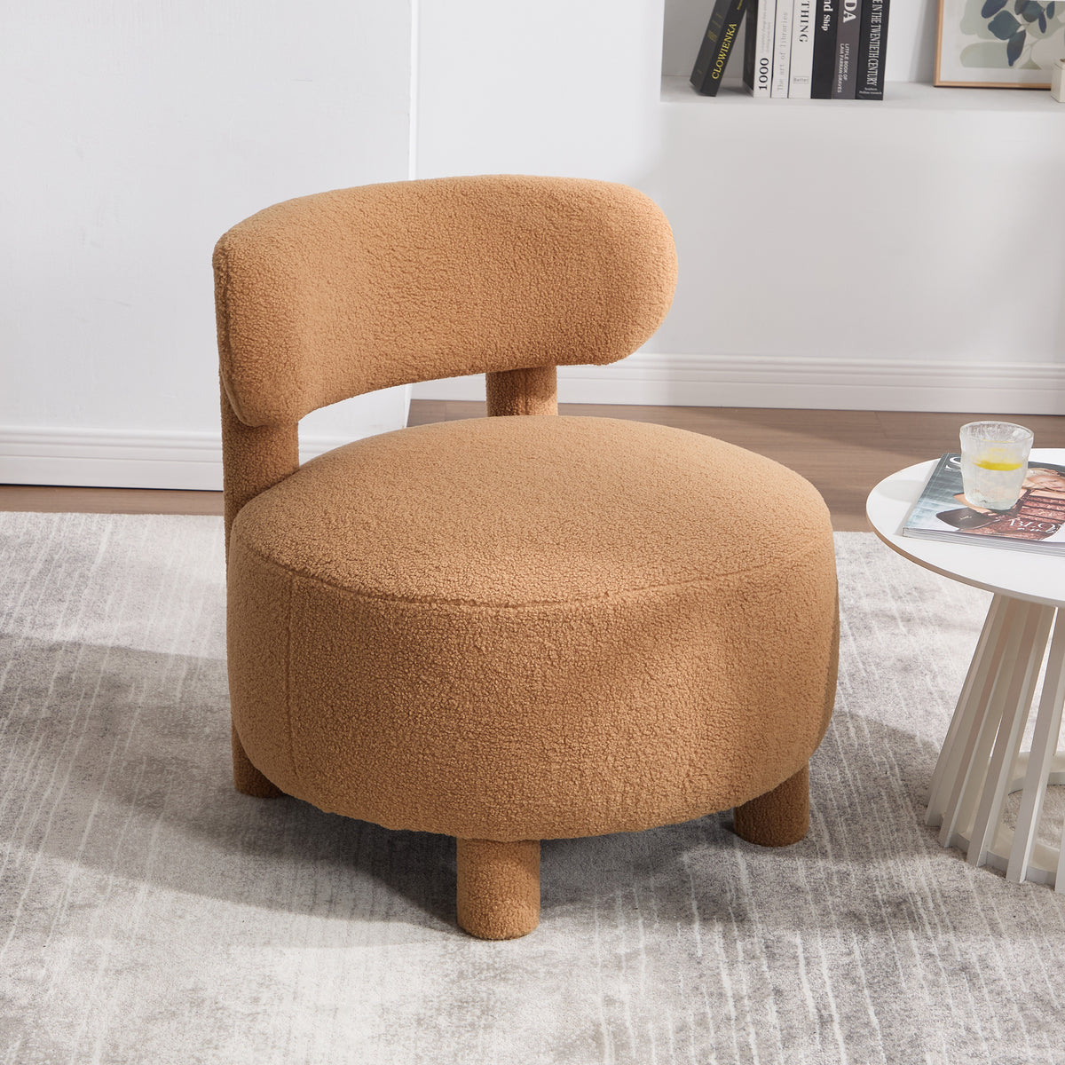 Khaki Sherpa Accent Chair