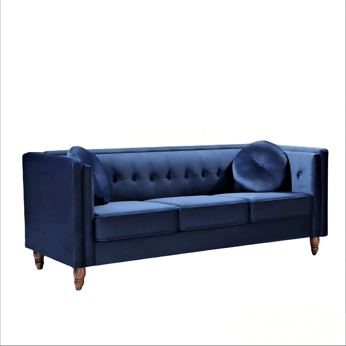 Blue Velvet 3-Seat Chesterfield Sofa, 80.7 in Wide
