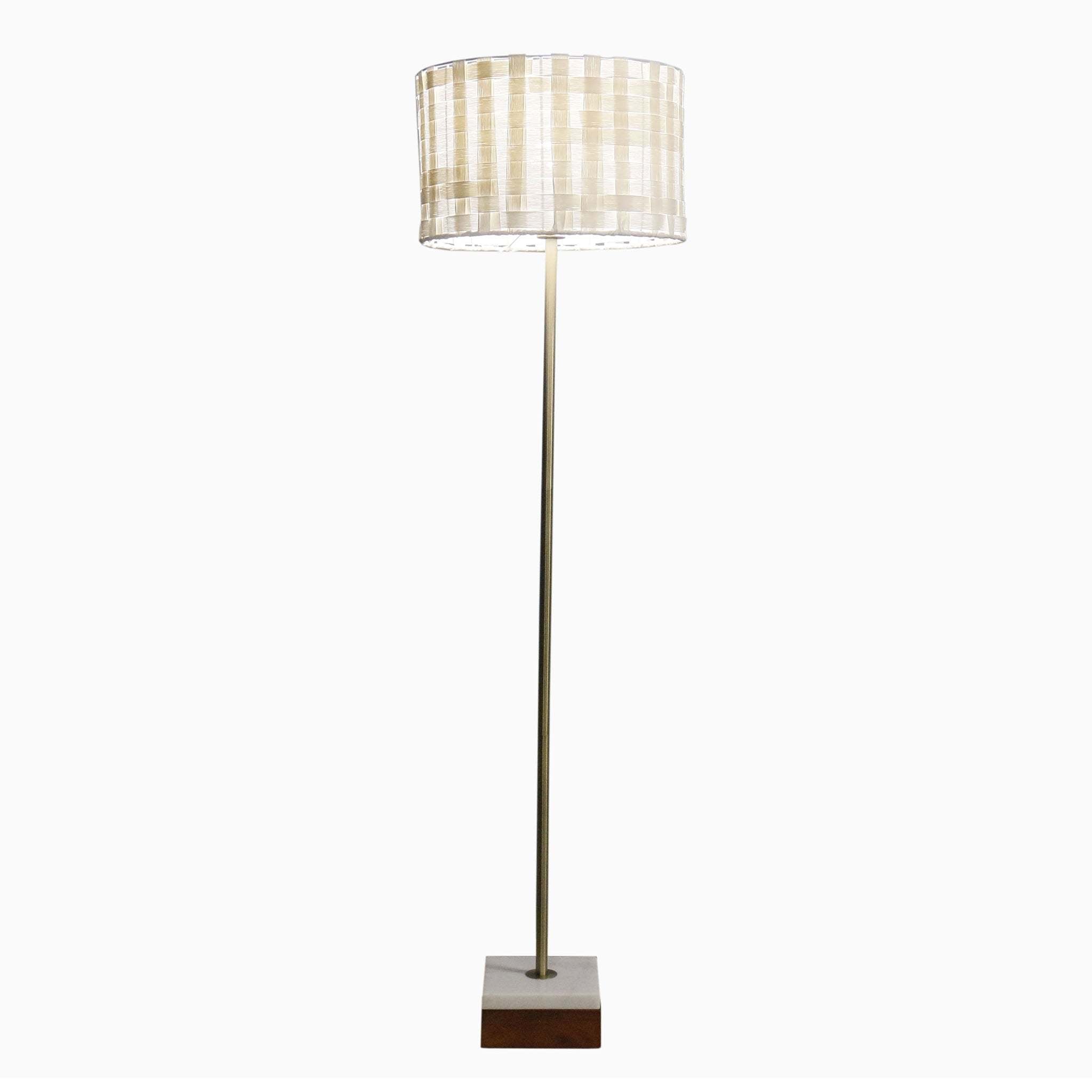 Floor Lamp with Square Metal Base, Gold Finish