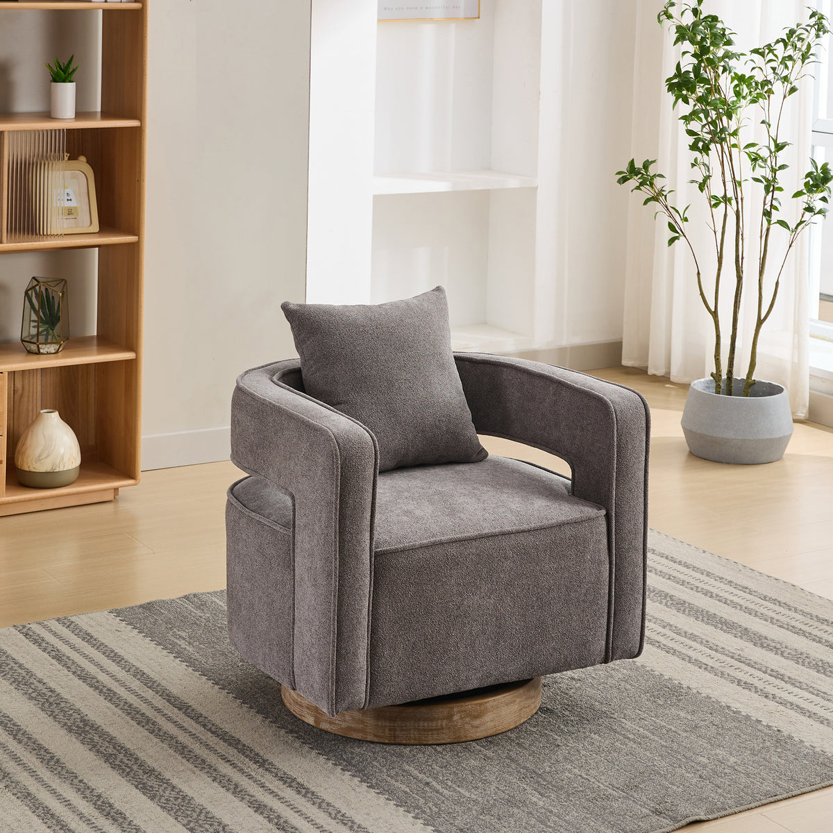 Charcoal Linen Swivel Accent Chair, Nursery