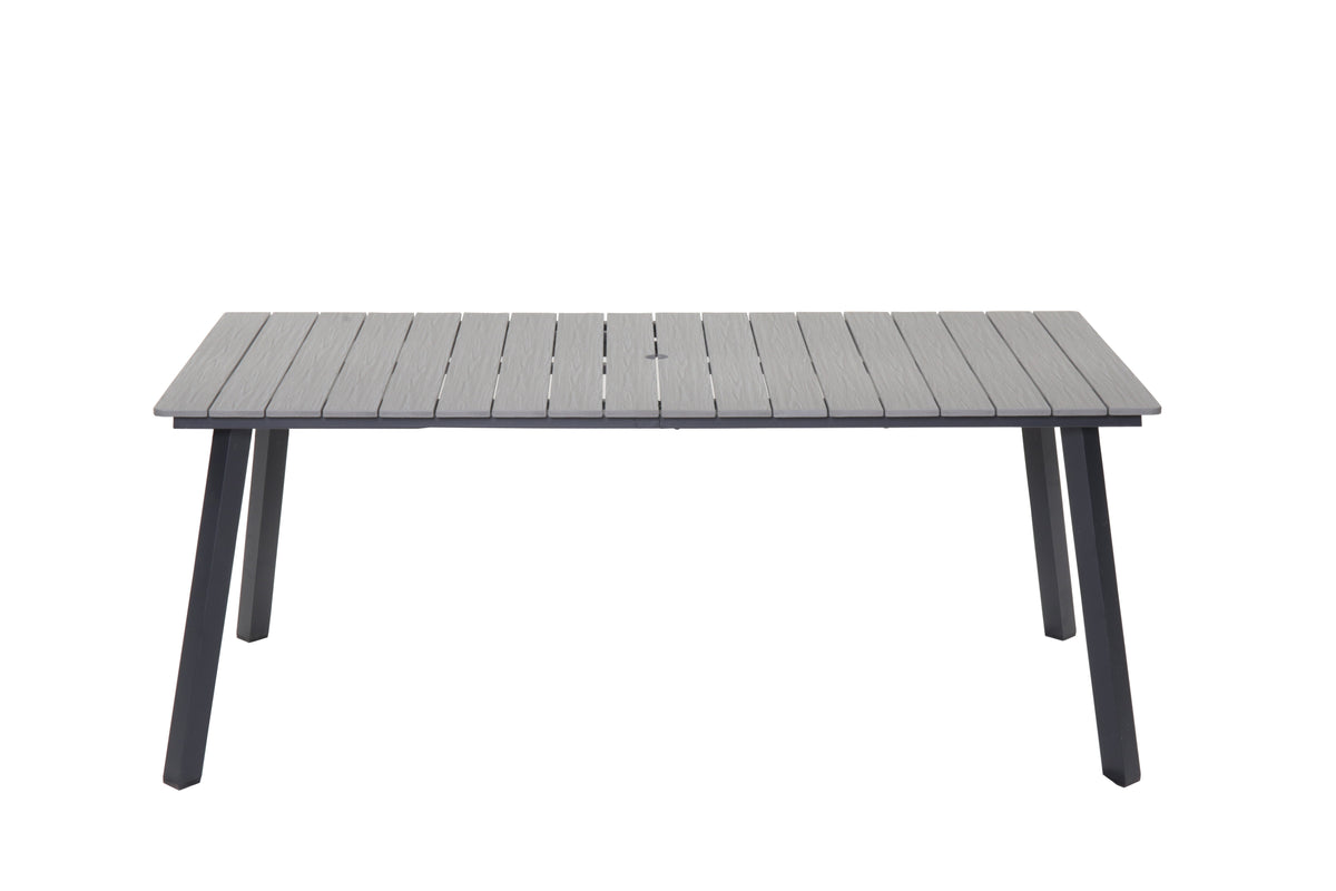Gray Metal Folding Outdoor Dining Table, 70 in Wide