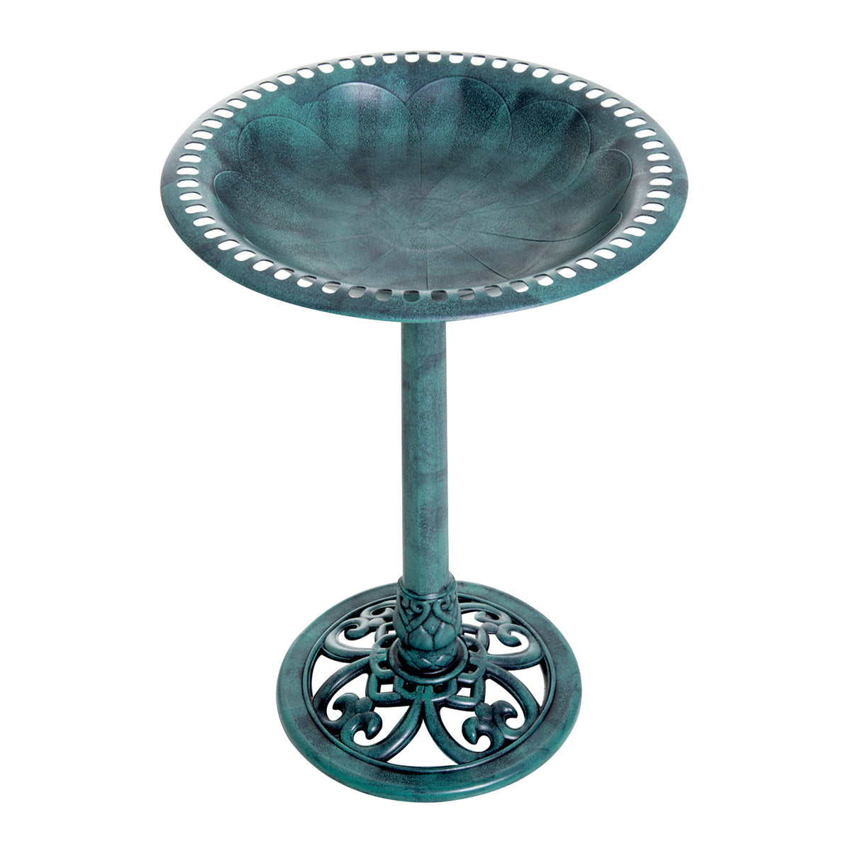 Green Resin Bird Bath, 28 in Tall