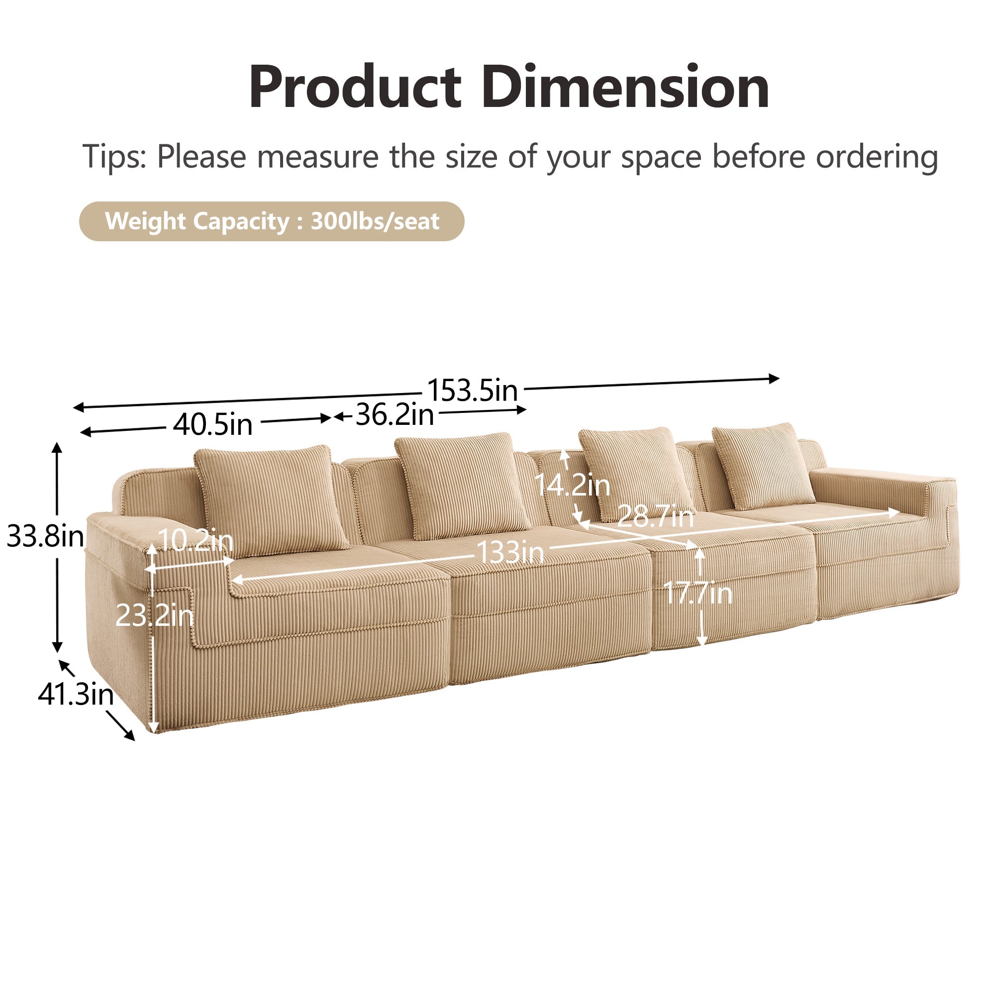 Hudson 4-Seat Boneless Couch in Camel #OttOnly_0 #Color_Camel