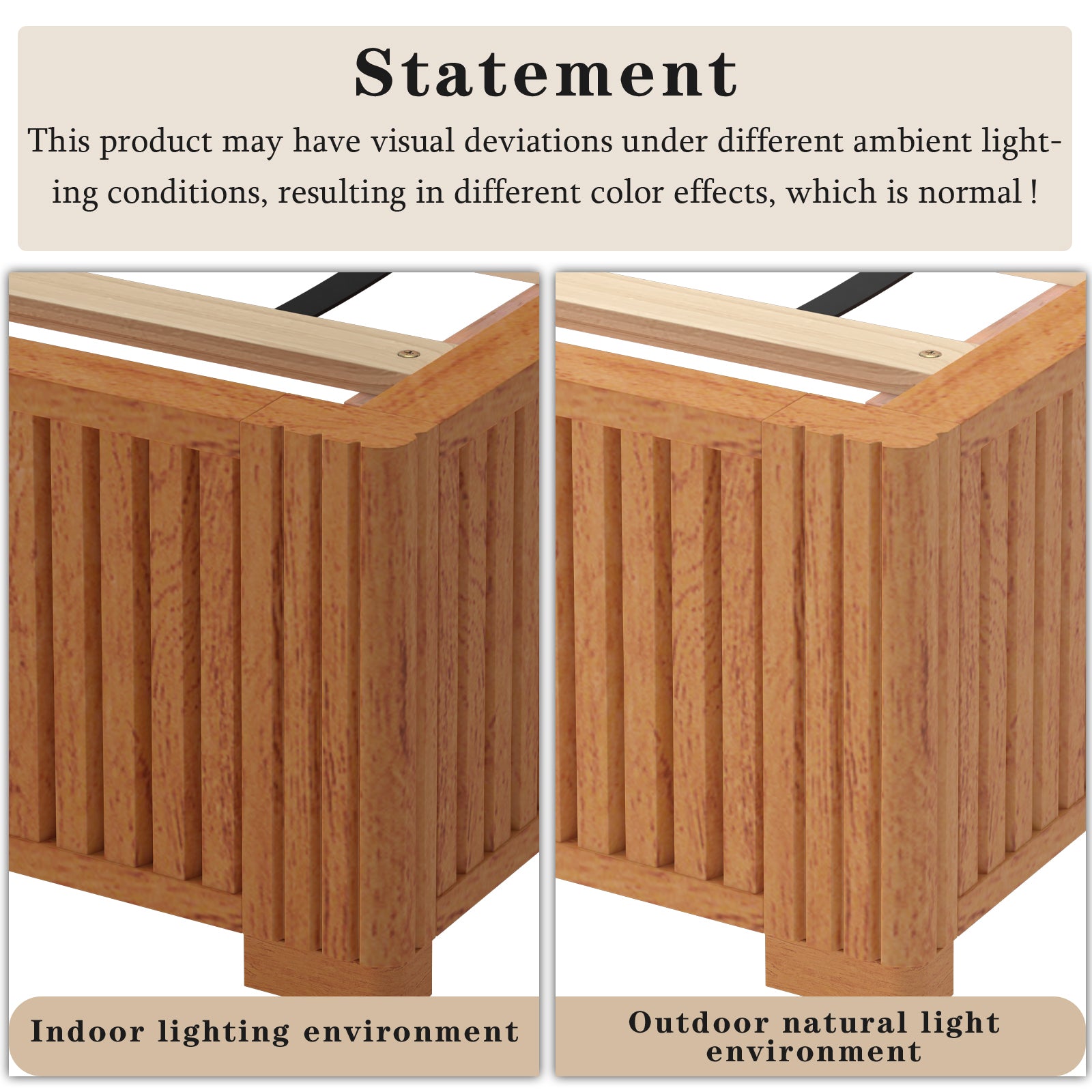 Close-up of fluted wood grain texture in indoor lighting