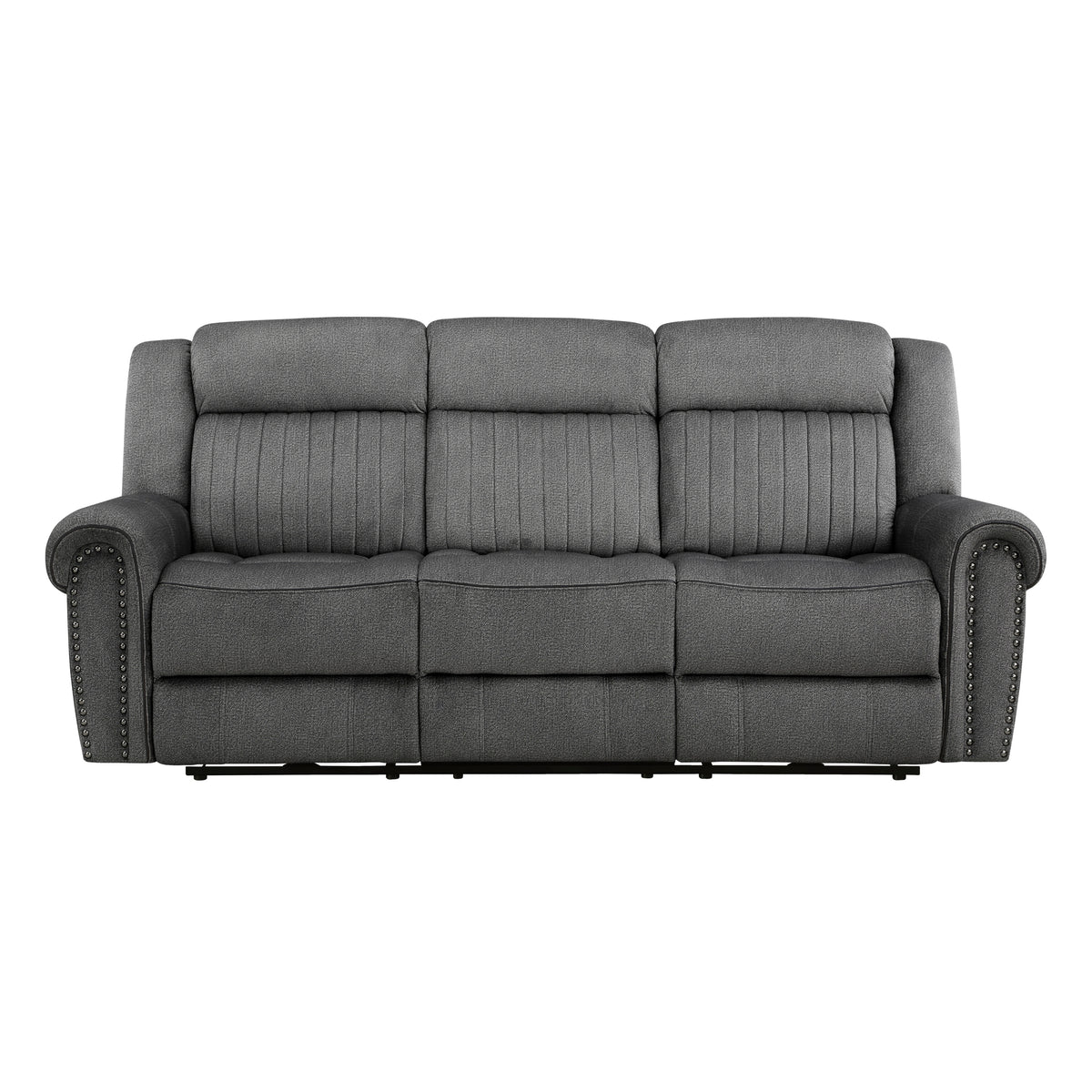 Charcoal Microfiber Power Reclining Sofa, 89 in Wide, 38 in Deep