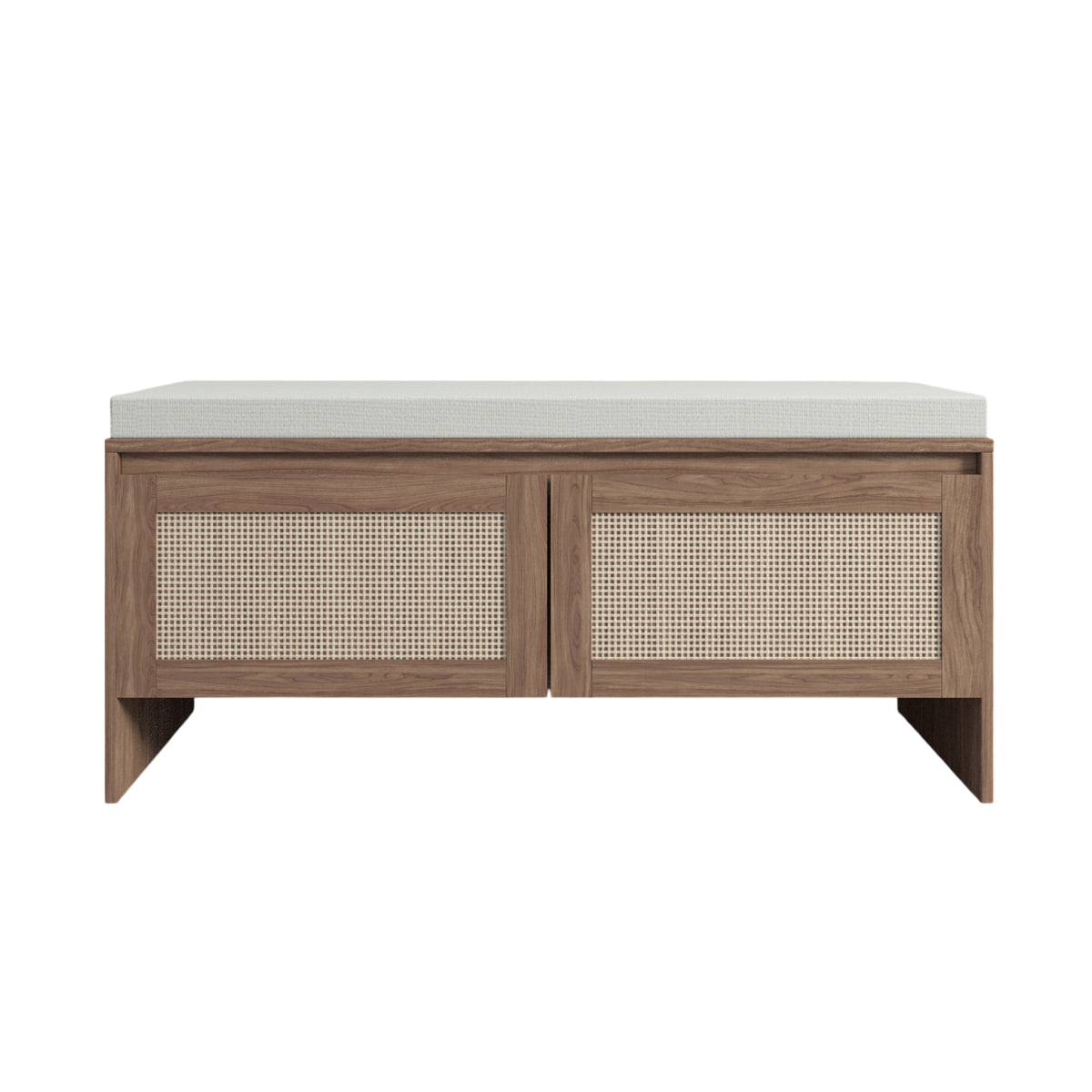 Natural Rattan Shoe Storage Bench, 39.4 in Wide