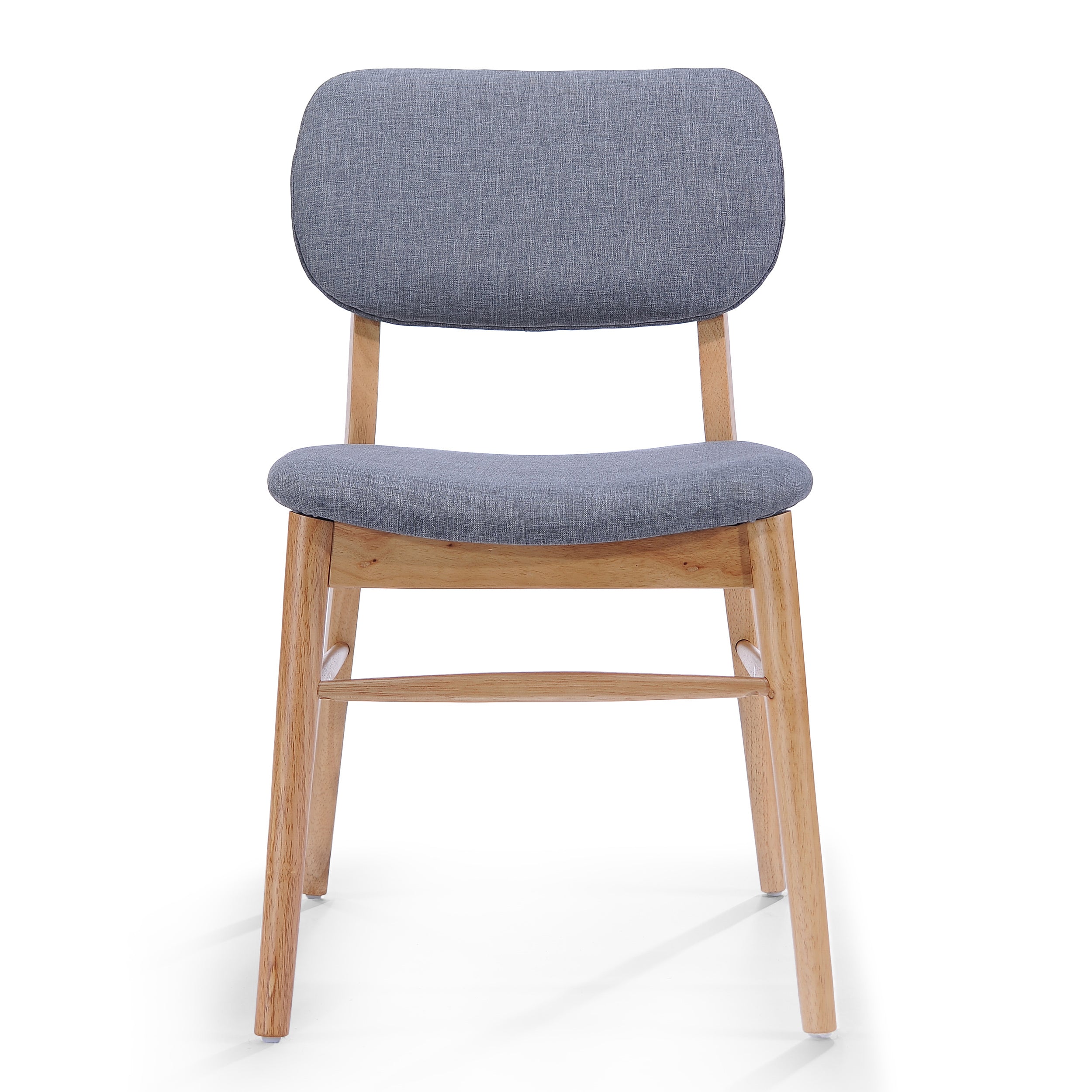 Mid-Century Gray Dining Chairs Set of 2, Rubberwood Frame