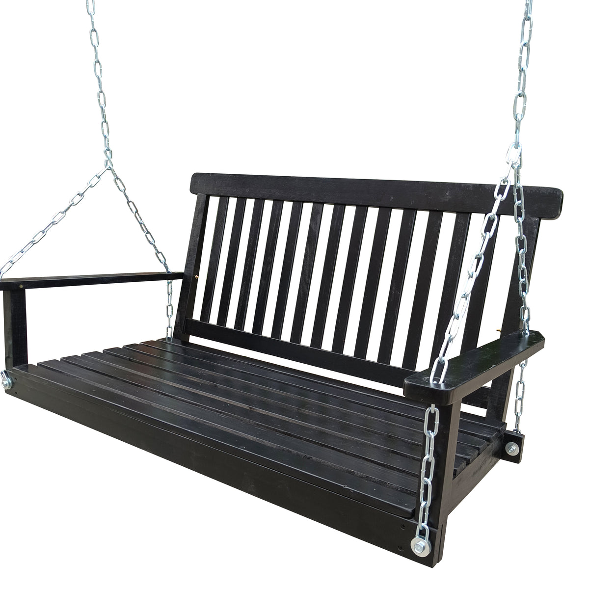 Black Solid Wood Porch Swing