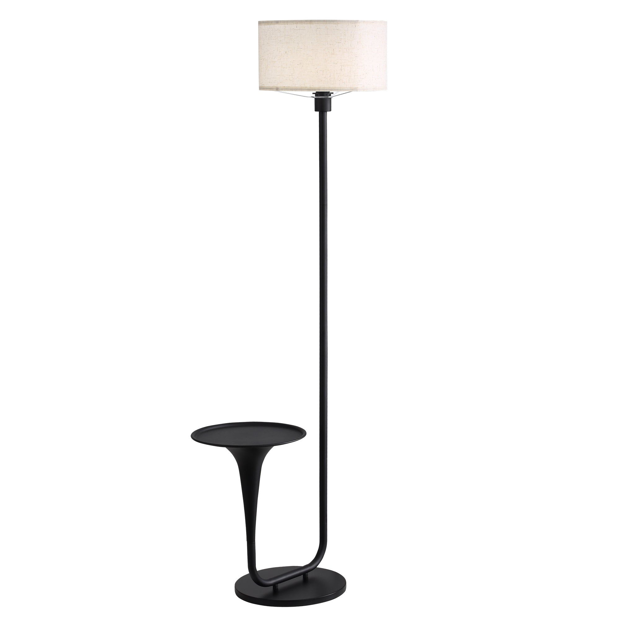 Floor Lamp, Linen Shade with Foot Switch, Black