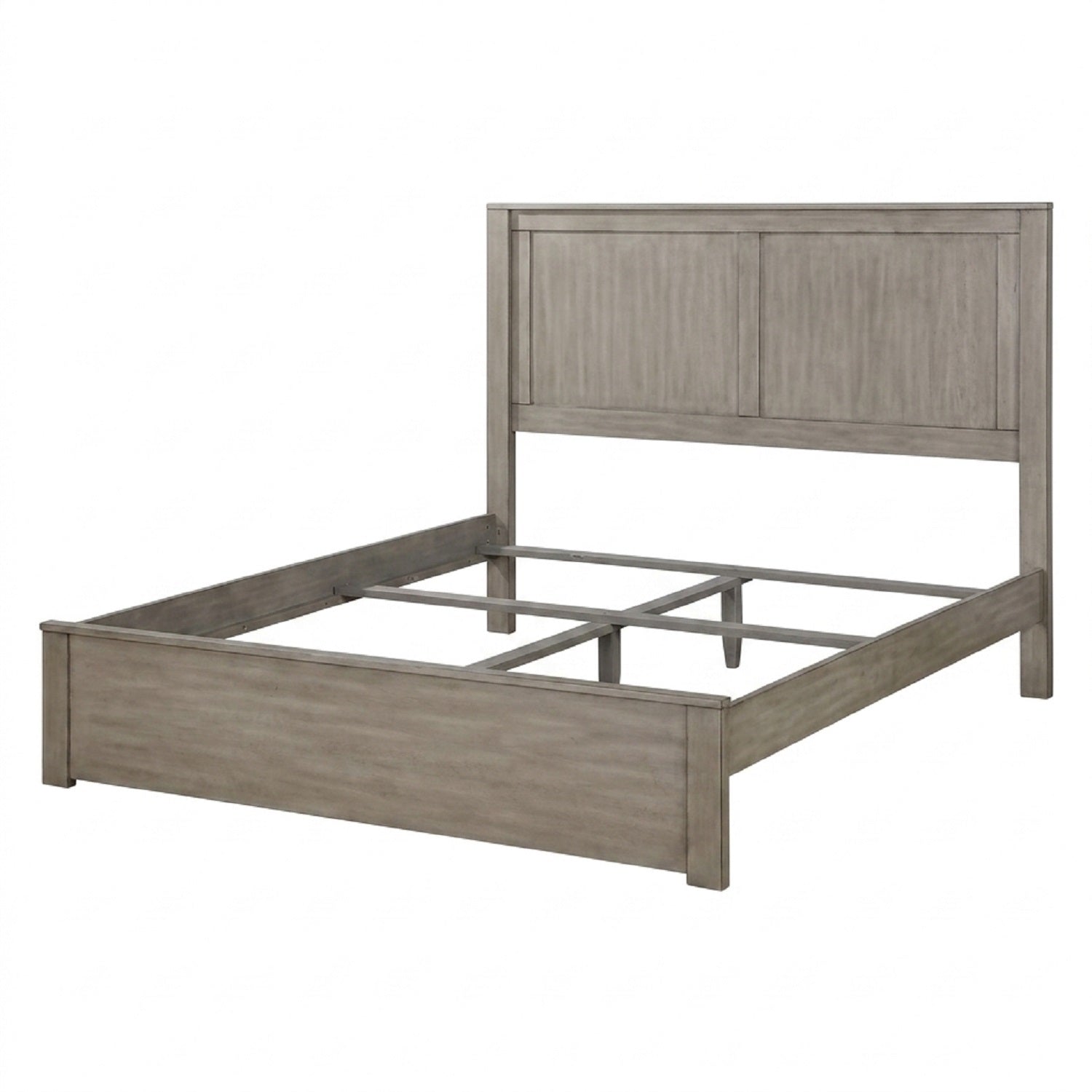 King Panel Bed with Drawer Storage, Antique Silver