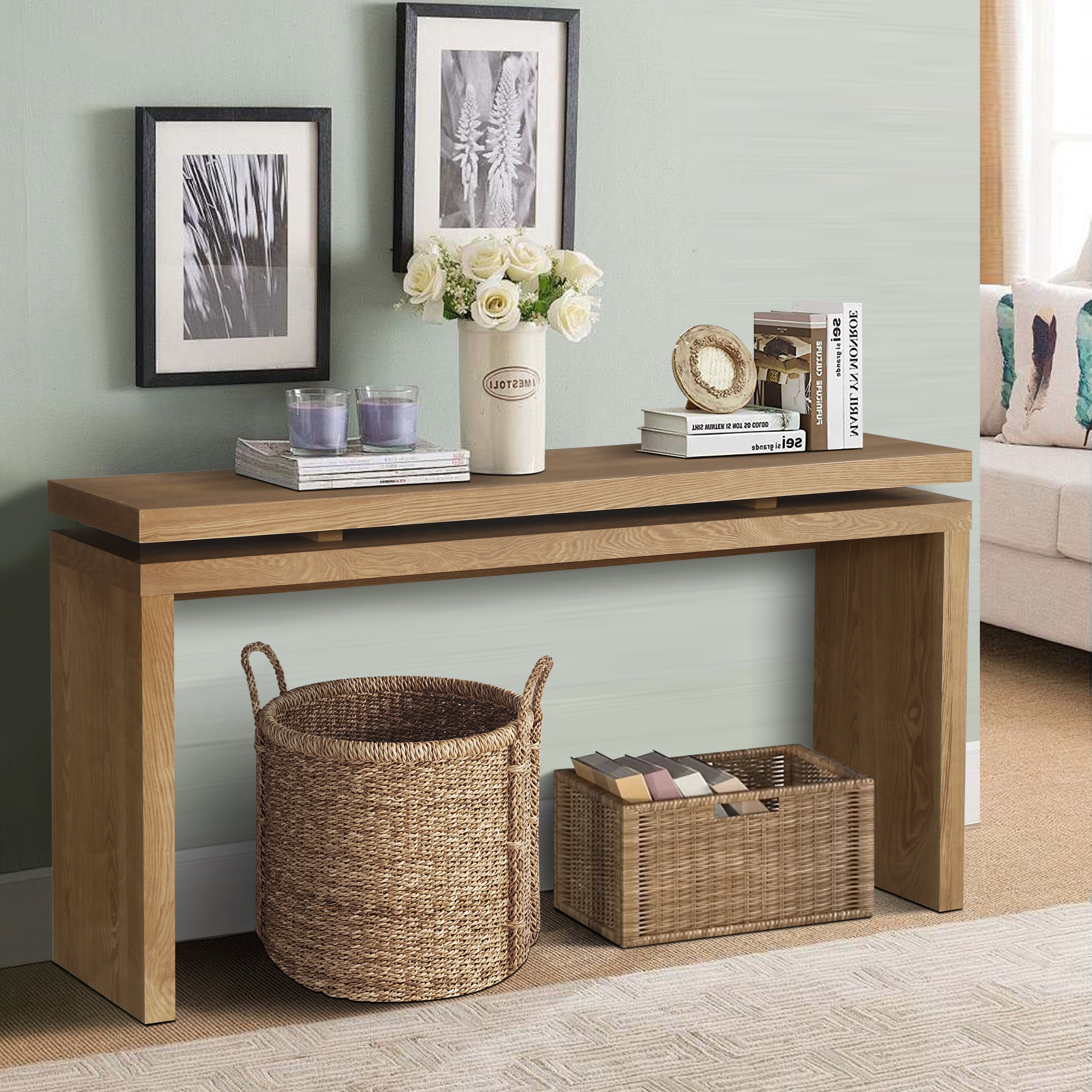 Farmhouse Office Desk, 59.8 in, Brown