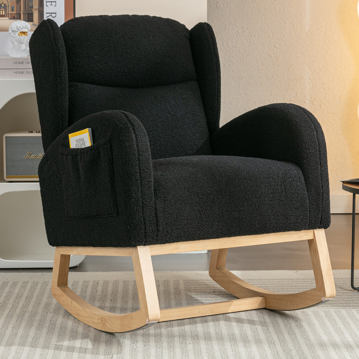 Black Sherpa Rocking Chair, Nursery