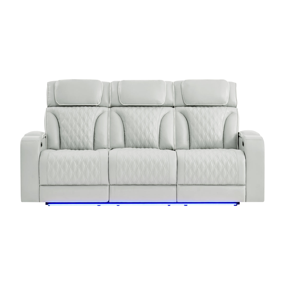 Silver Power Reclining Sofa with Storage, 85.5 in Wide