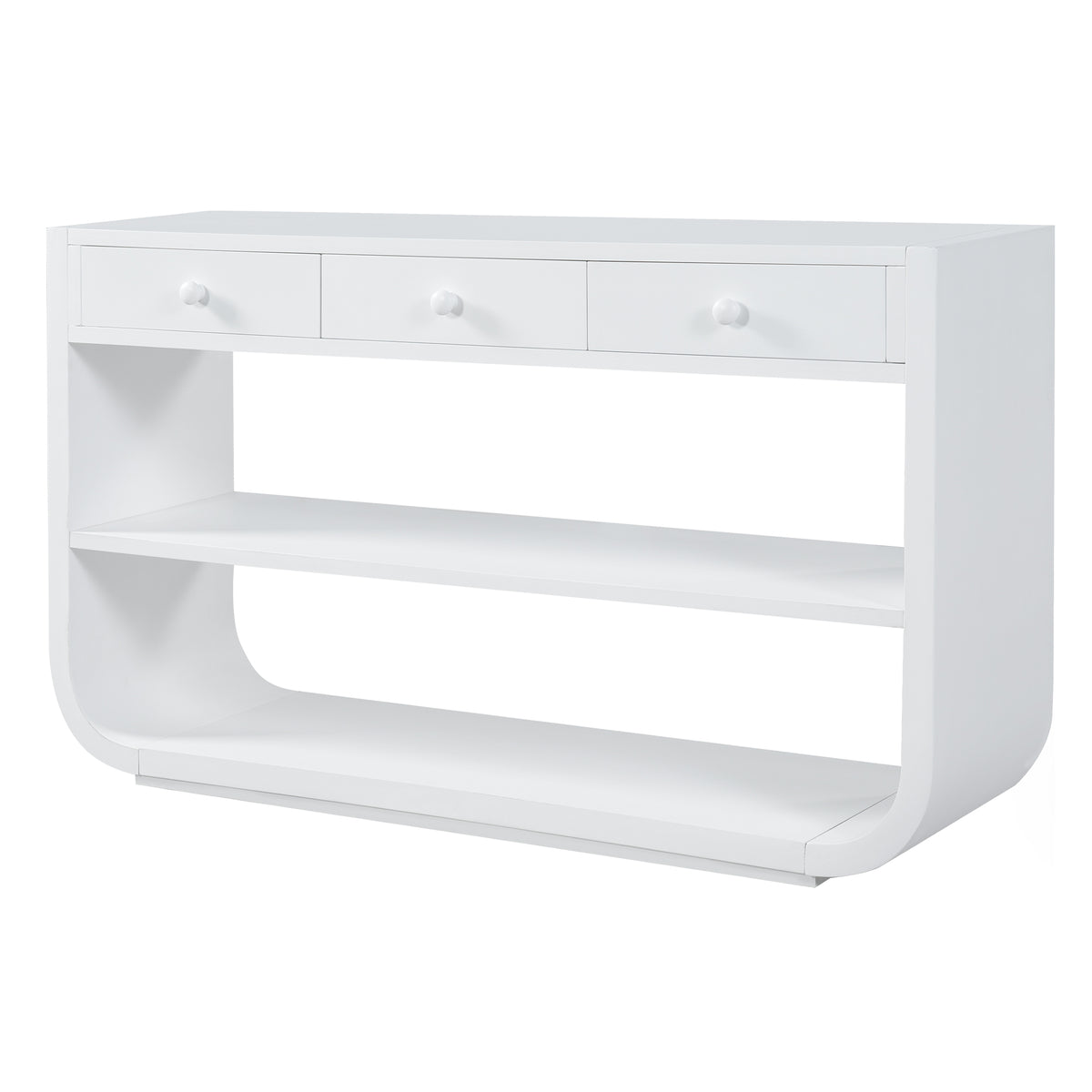White Entryway Console Table with Storage, 55 in Wide