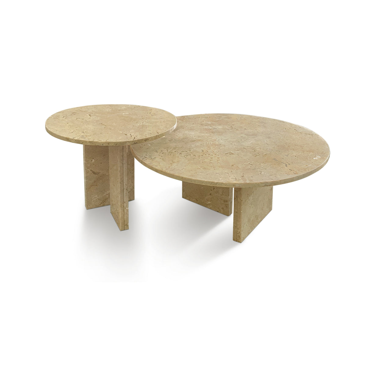 Beige Round Coffee Table, Set of 2