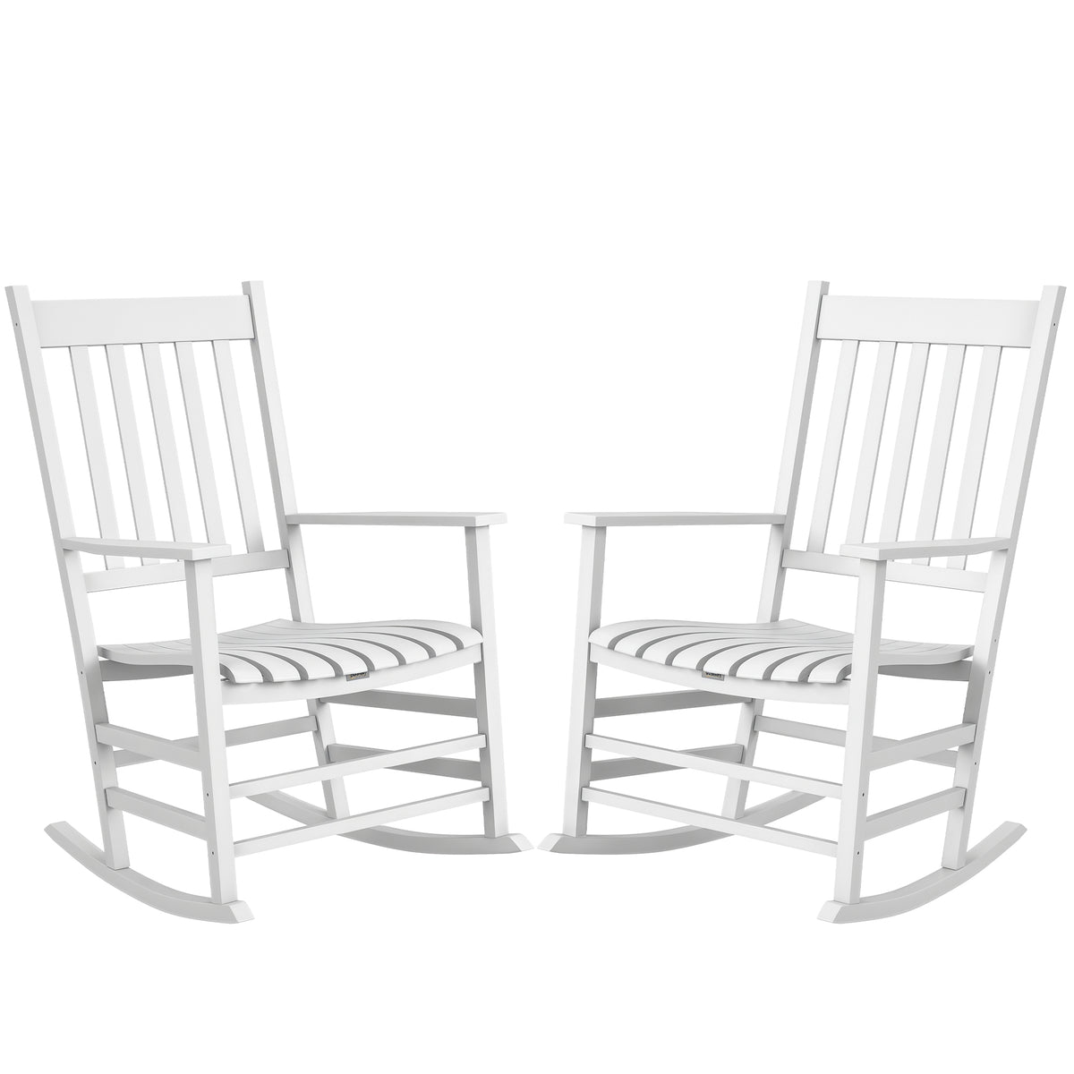White Wood Outdoor Rocking Chair, Set of 2
