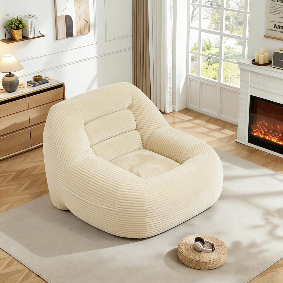 Camel Corduroy Bean Bag Sofa